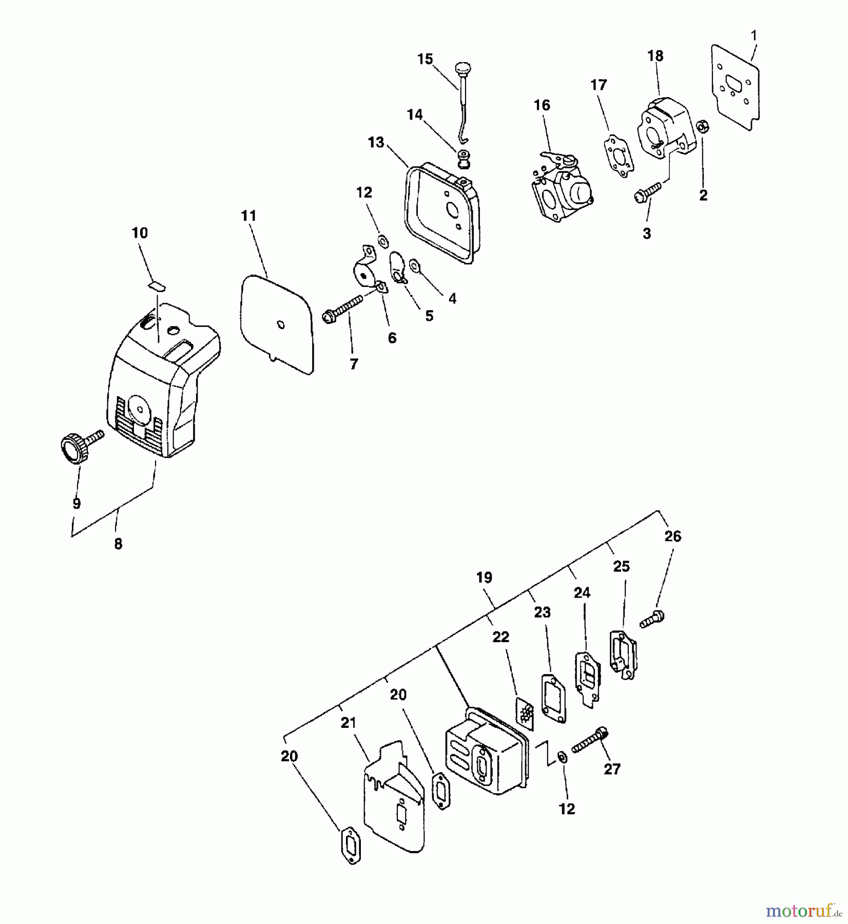 Echo Kantenschneider PE-2400 - Echo Edger (Type 1E) Intake, Air Cleaner, Exhaust