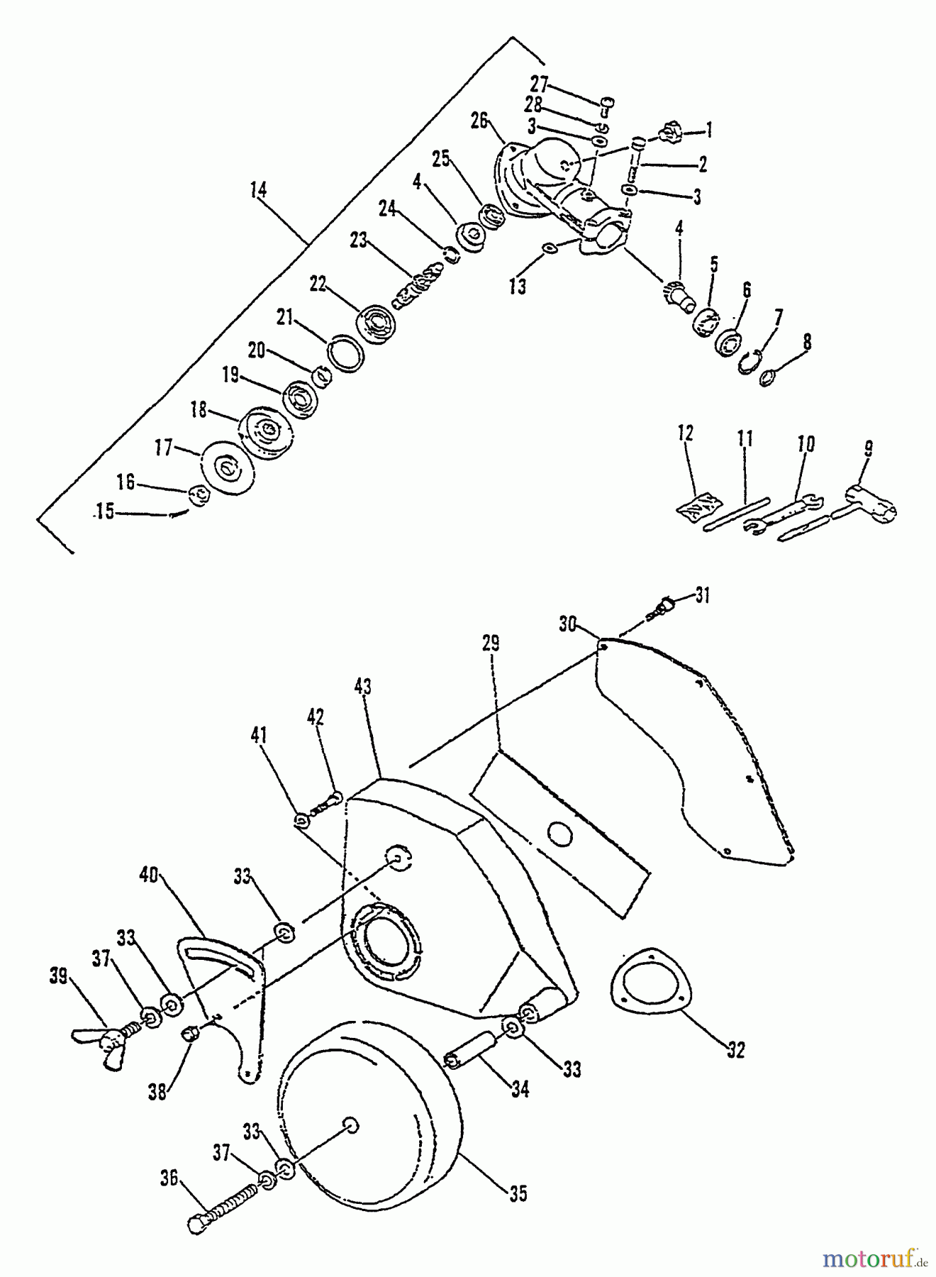  Echo Kantenschneider PE-2400 - Echo Edger, S/N: 018100 - 040060 Gear Case, Blade, Shield, Tools