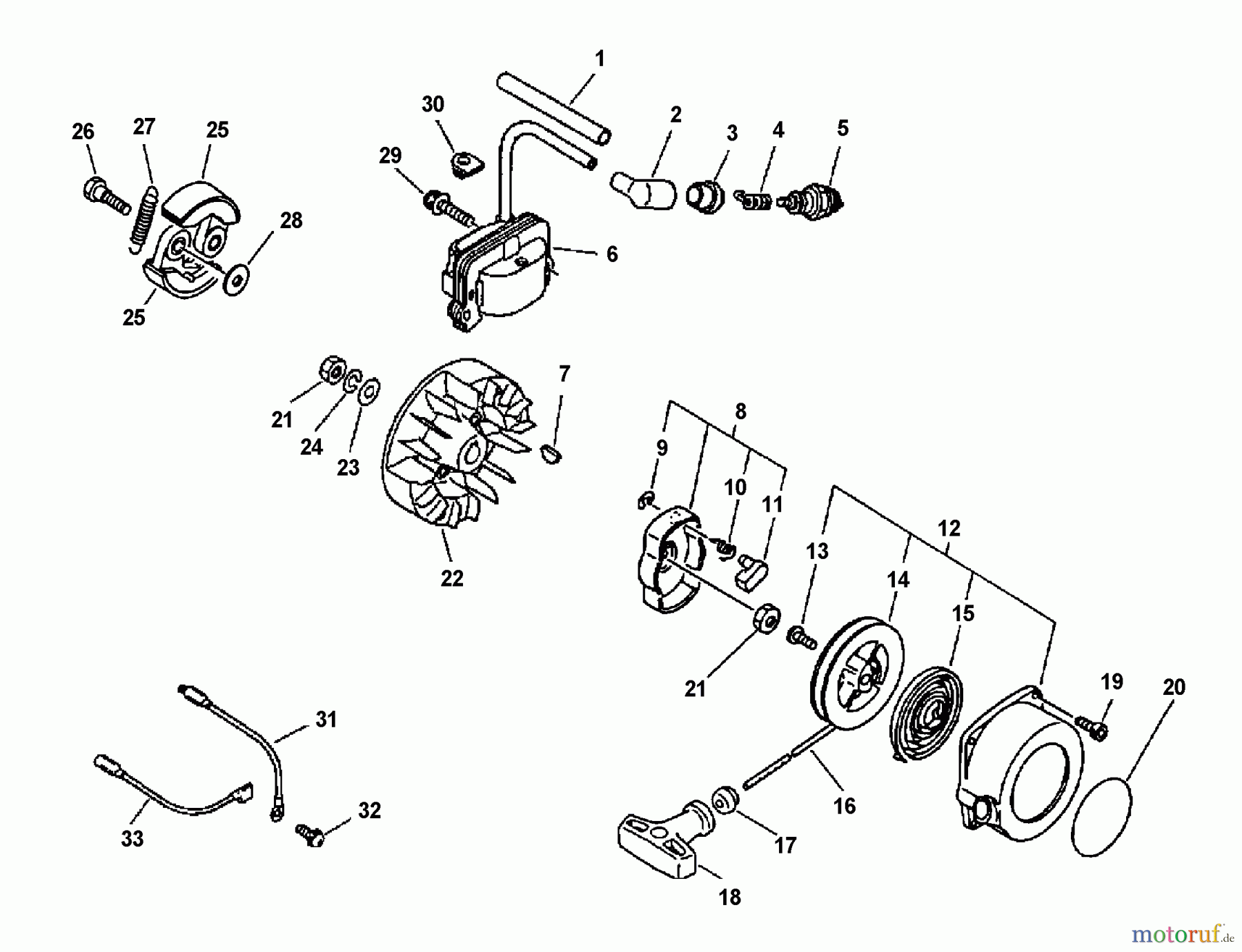  Echo Kantenschneider PE-3100 - Echo Edger (Type 1E) Ignition, Starter, Clutch, Flywheel