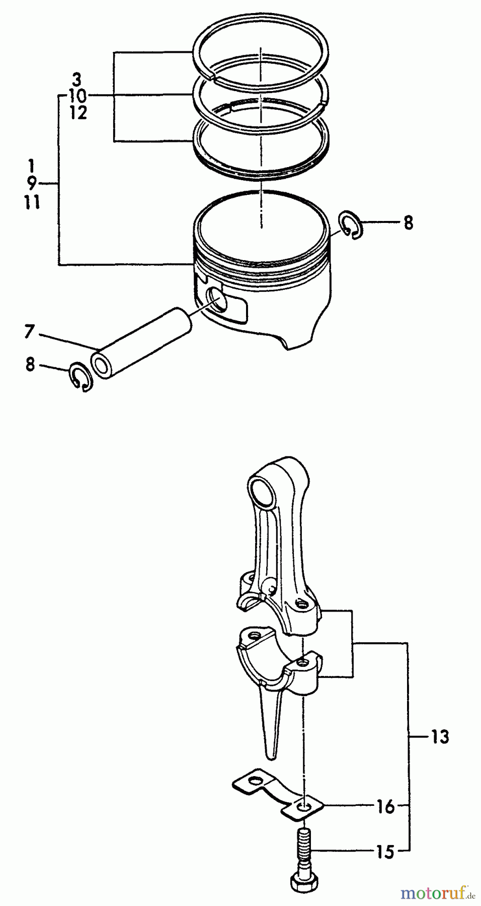 Echo Stromerzeuger EG-1500 - Echo Portable Generator, S/N: 00000 - 03796 Piston And Connecting Rod
