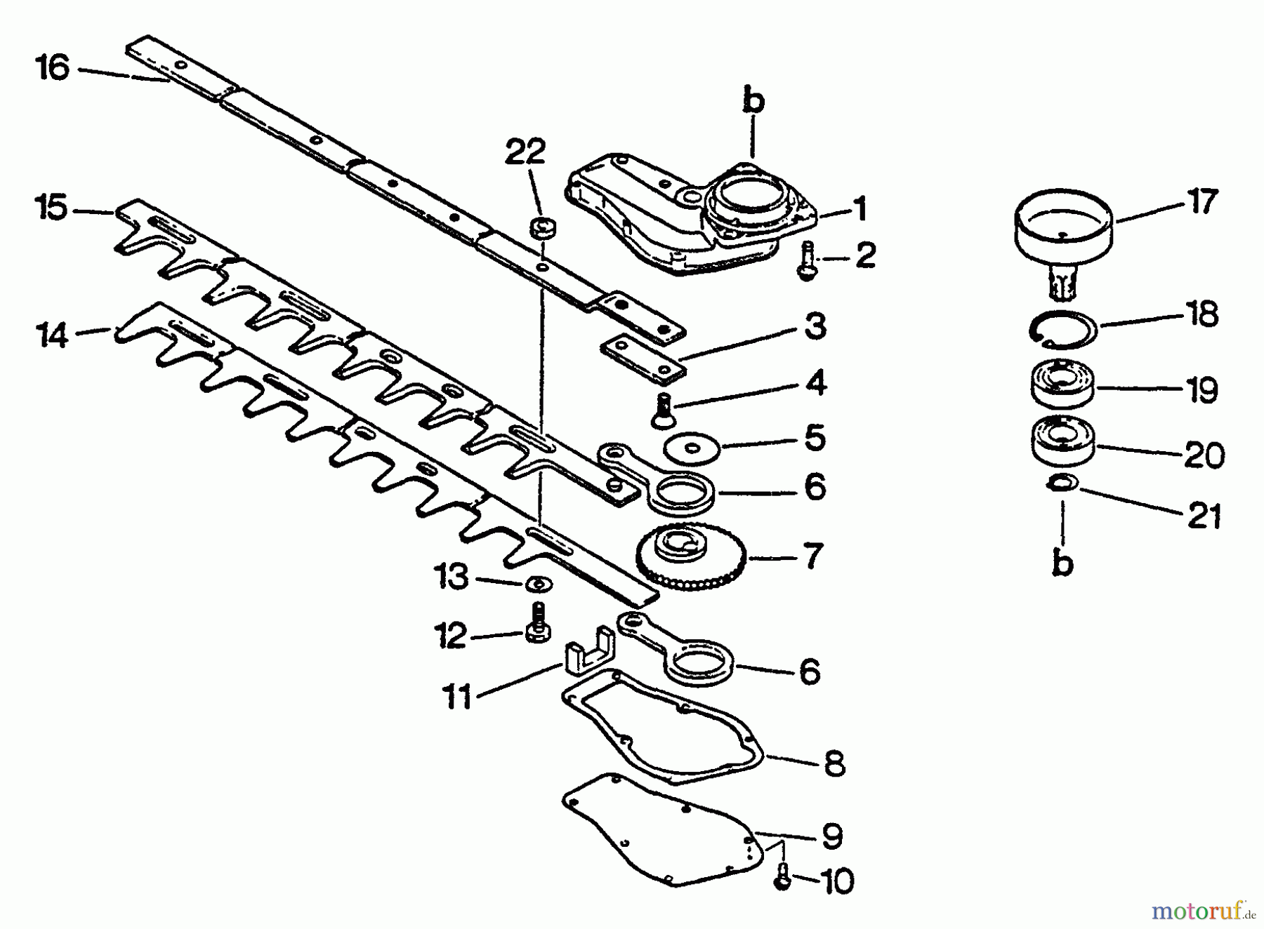  Echo Heckenscheren HC-1001 - Echo Hedge Trimmer, S/N: 017001 - 024000 Gear Case, Blades, Clutch Drums