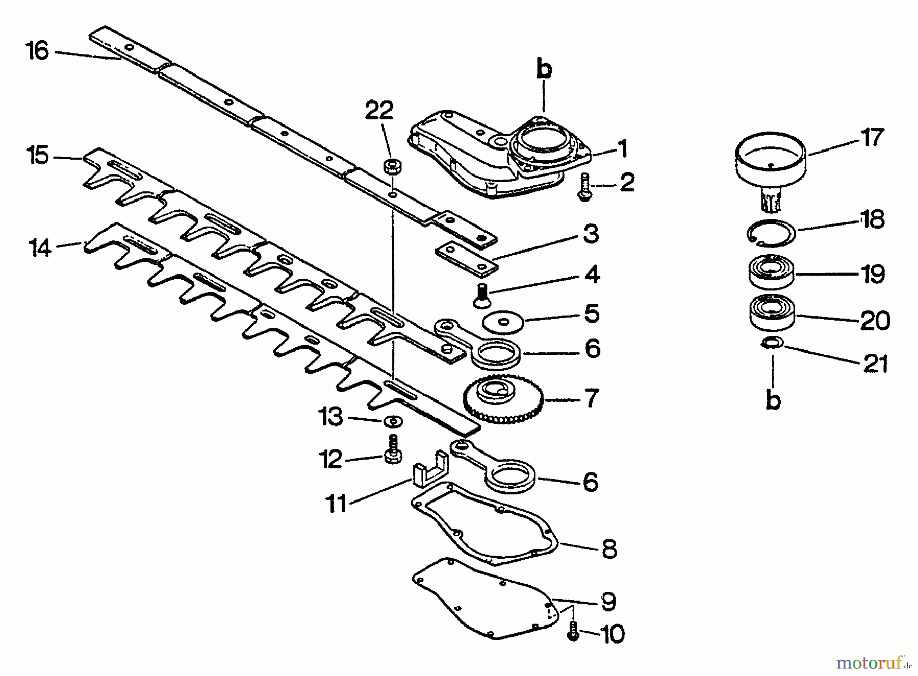 Echo Heckenscheren HC-1001 - Echo Hedge Trimmer, S/N: 024001 - 999999 Gear Case, Blades, Clutch Drum