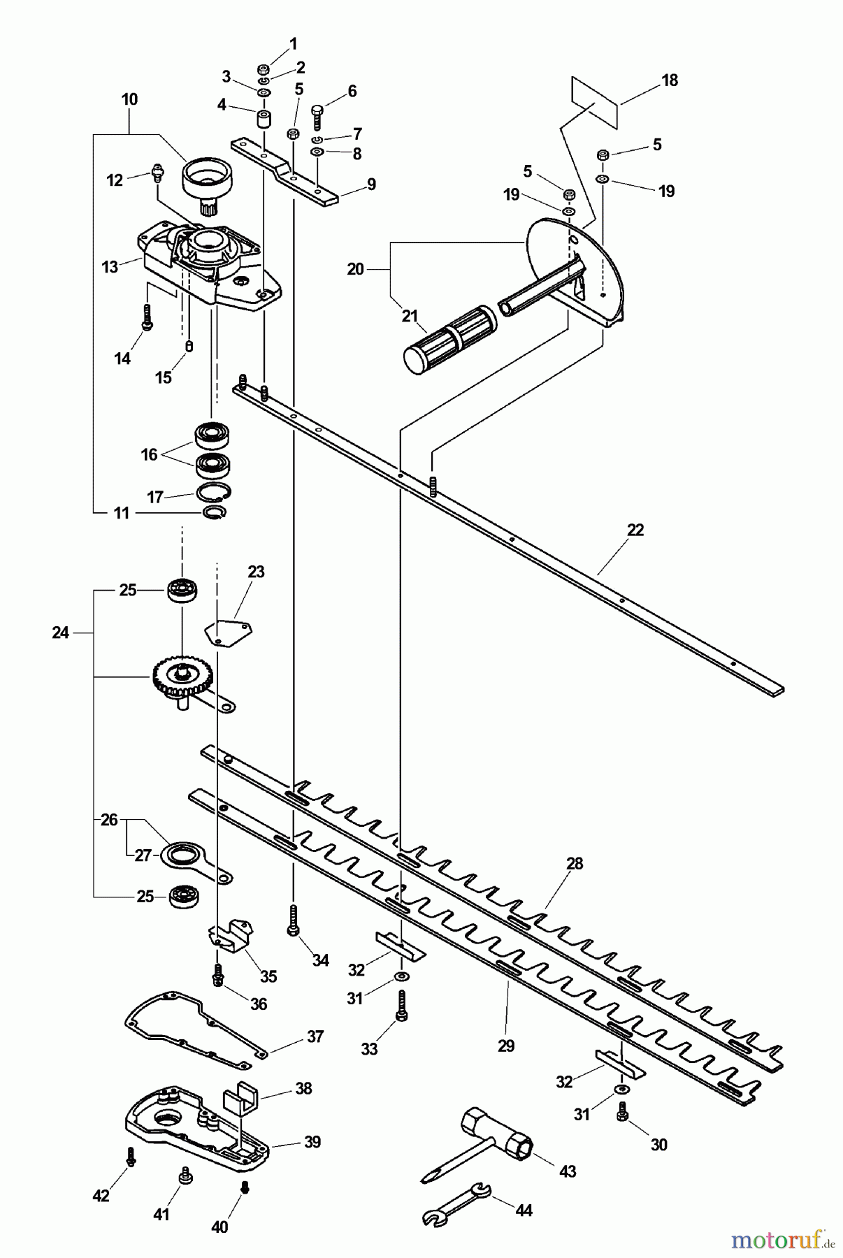  Echo Heckenscheren HC-2410 - Echo Hedge Trimmer (Type 1E) Gear Case, Blades