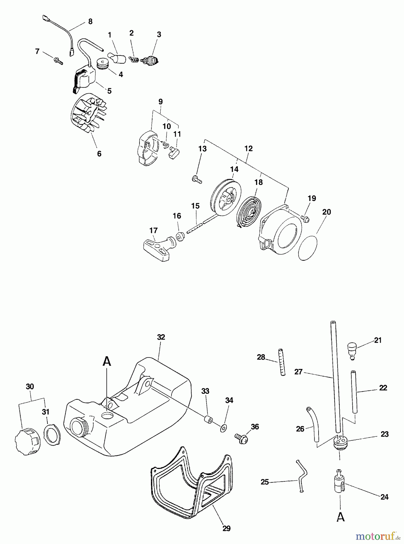  Echo Heckenscheren HCA-2400 - Echo Hedge Trimmer Ignition, Starter, Fuel System