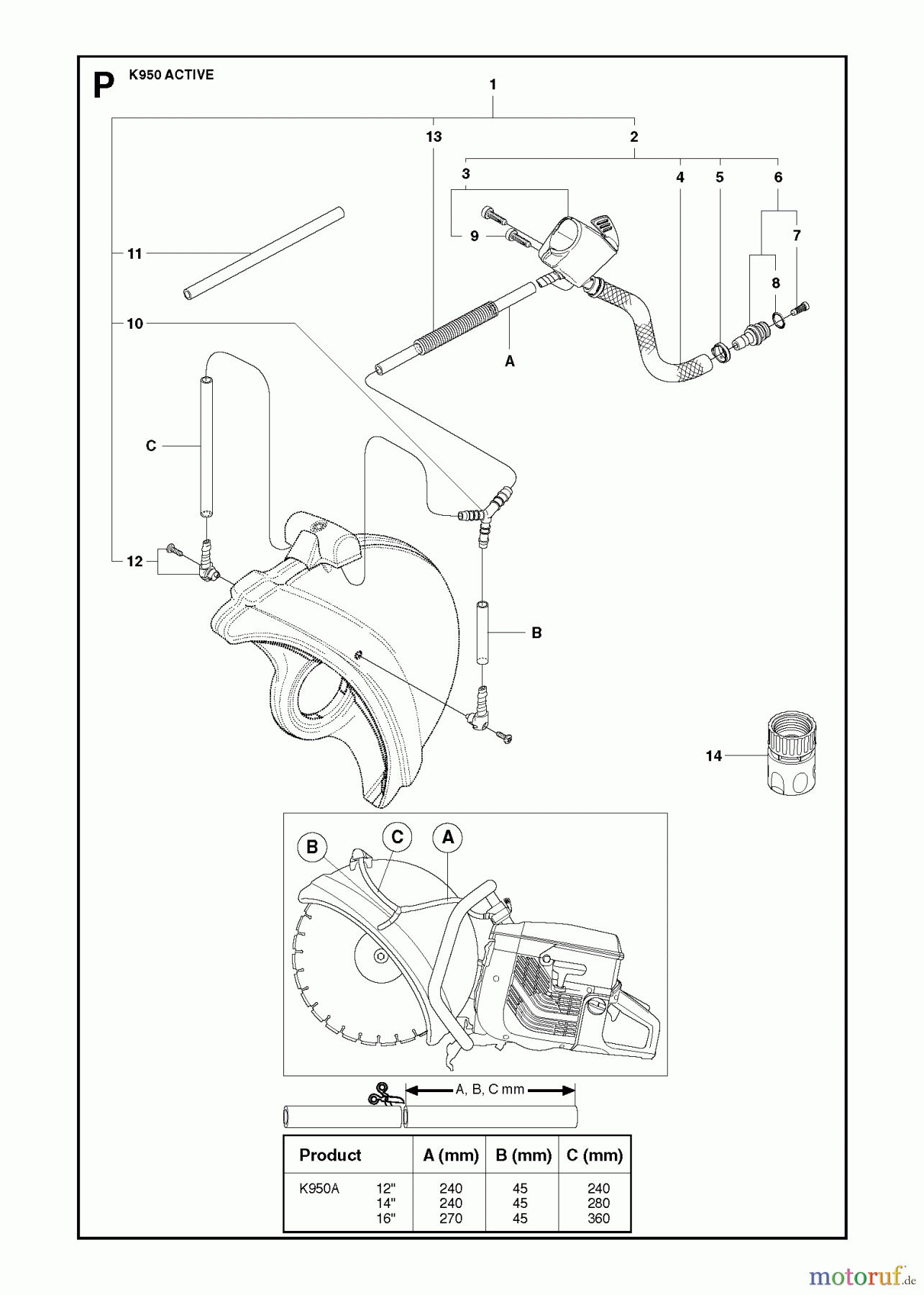  Trennschneider, Cut-Off K950 Rescue, 2007-01 WATER HOSE KIT