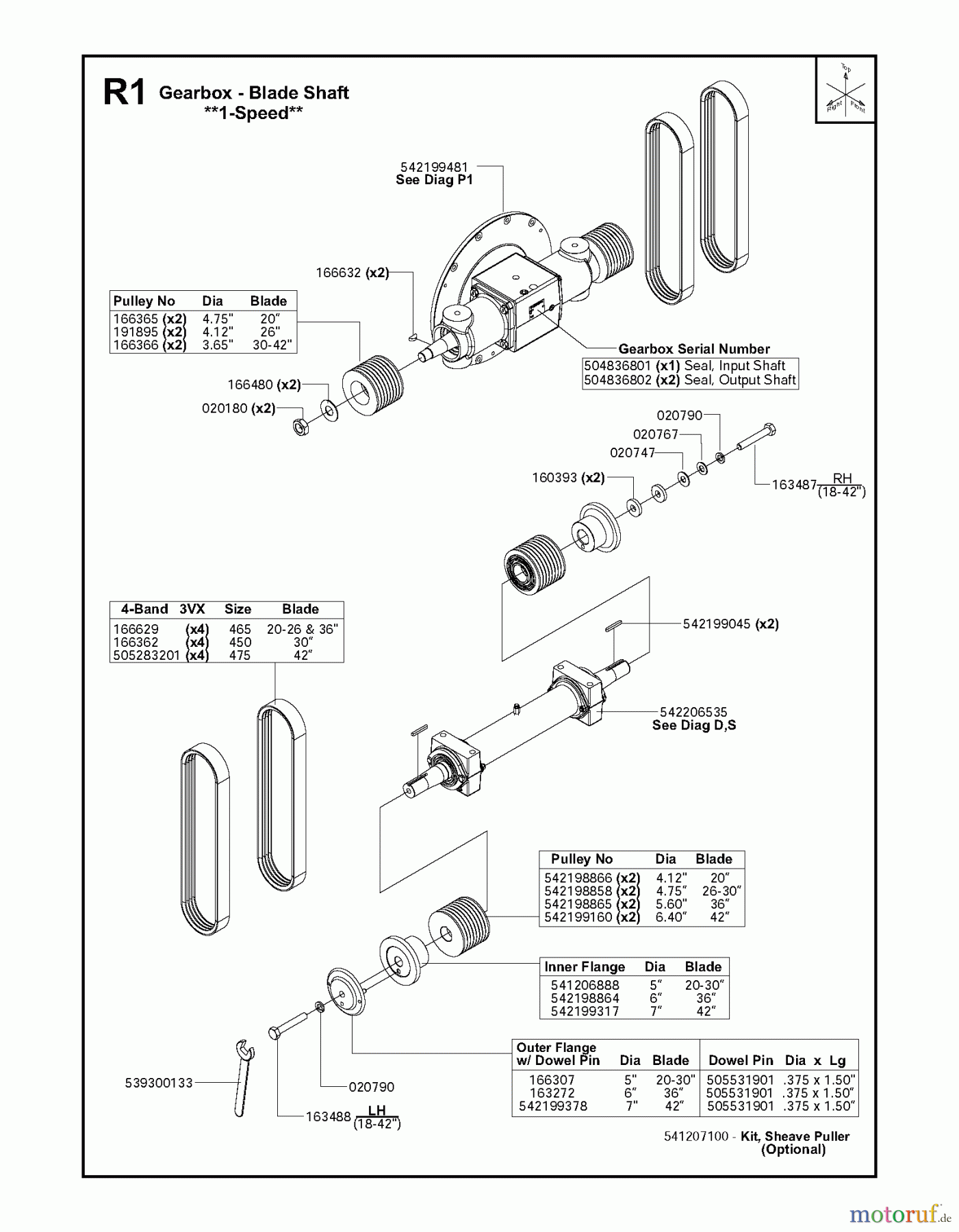  Trennschneider, Floor FS6600 JD T3, 2009-20 Gearbox - Blade Shaft - 1-Speed
