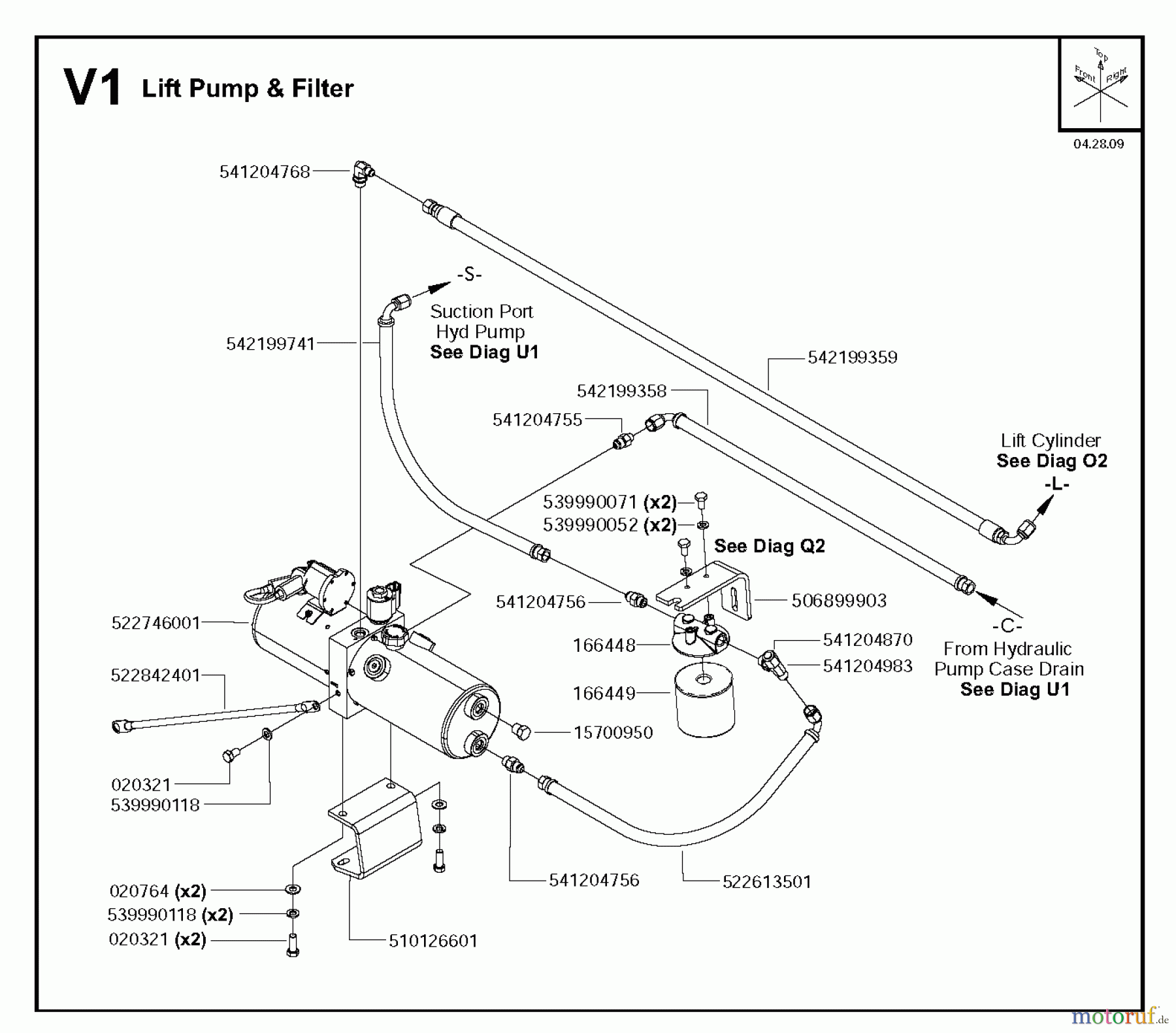  Trennschneider, Floor FS6600 JD T3, 2009-20 Lift Pump & Filter