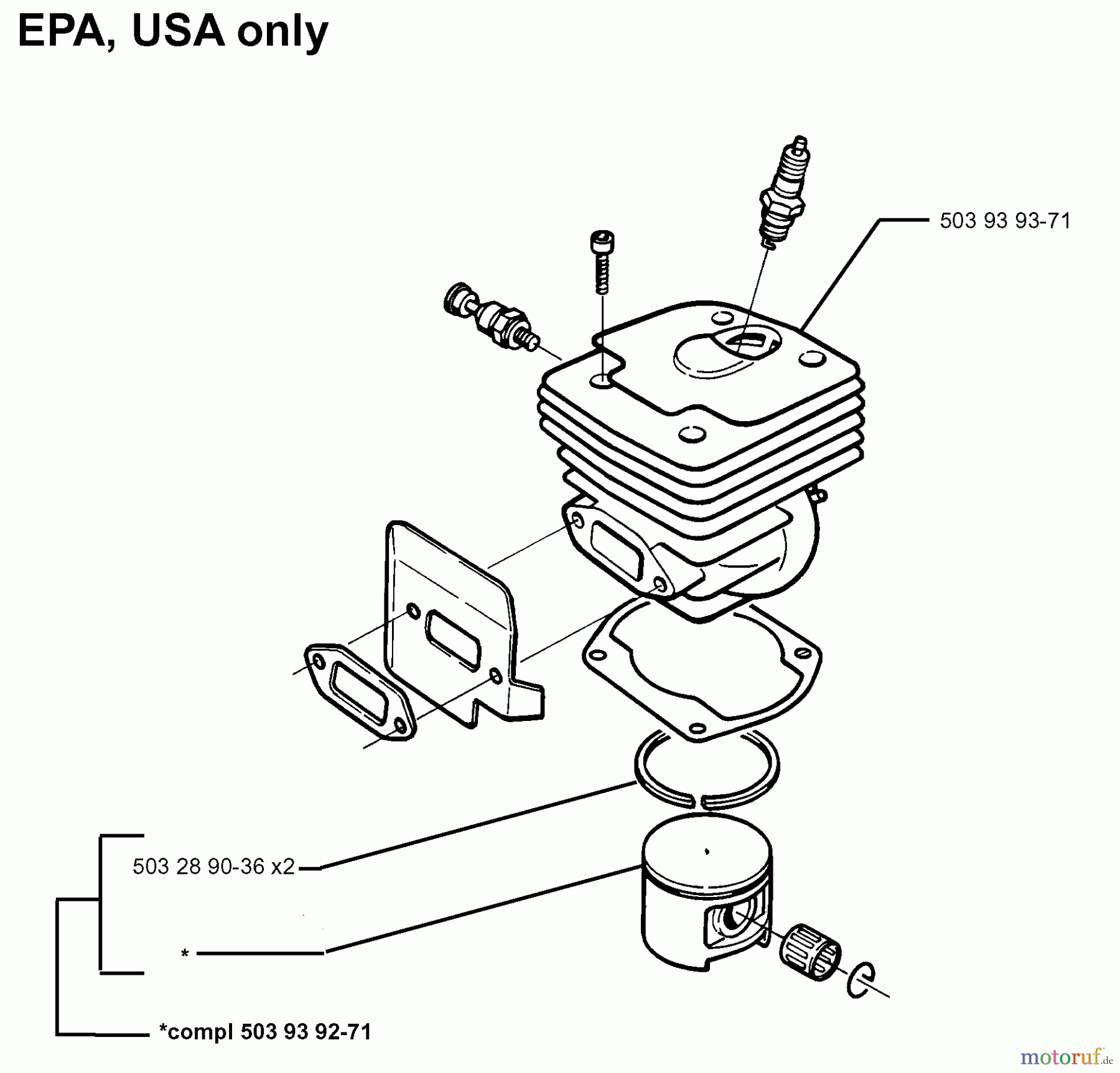  Jonsered Motorsägen 2071 - Jonsered Chainsaw (1998-04) CYLINDER PISTON