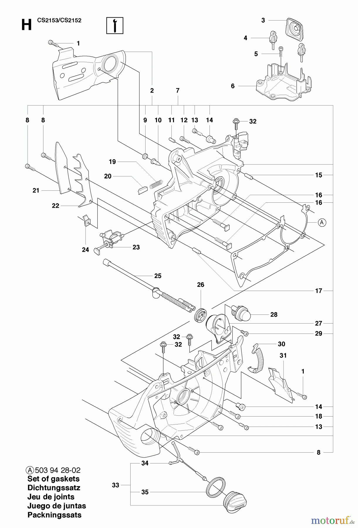  Jonsered Motorsägen CS2152 - Jonsered Chainsaw (2007-08) CRANKCASE