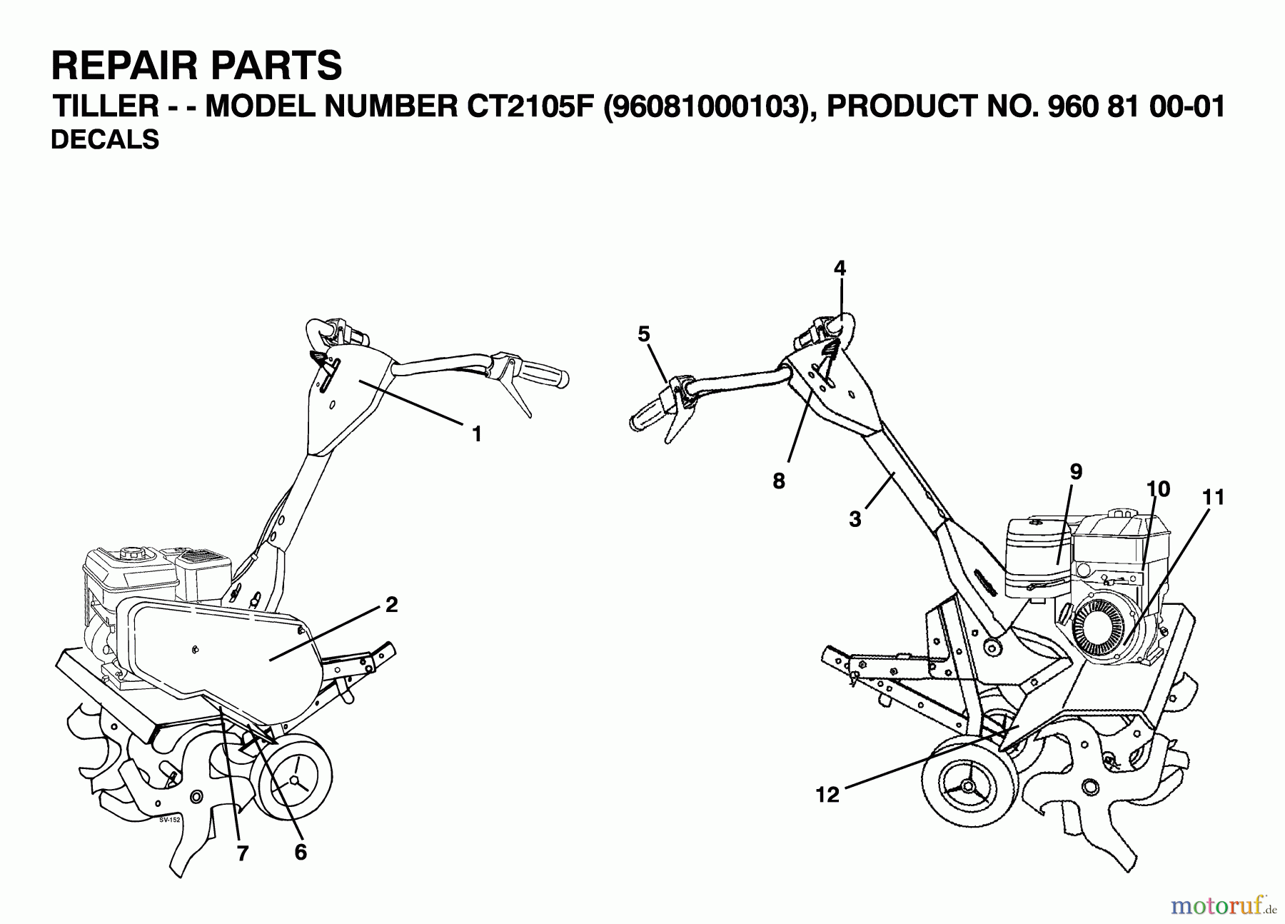  Jonsered Motorhacken / Kultivierer CT2105F (960810001, 96081000103) - Jonsered Cultivator (2007-02) DECALS