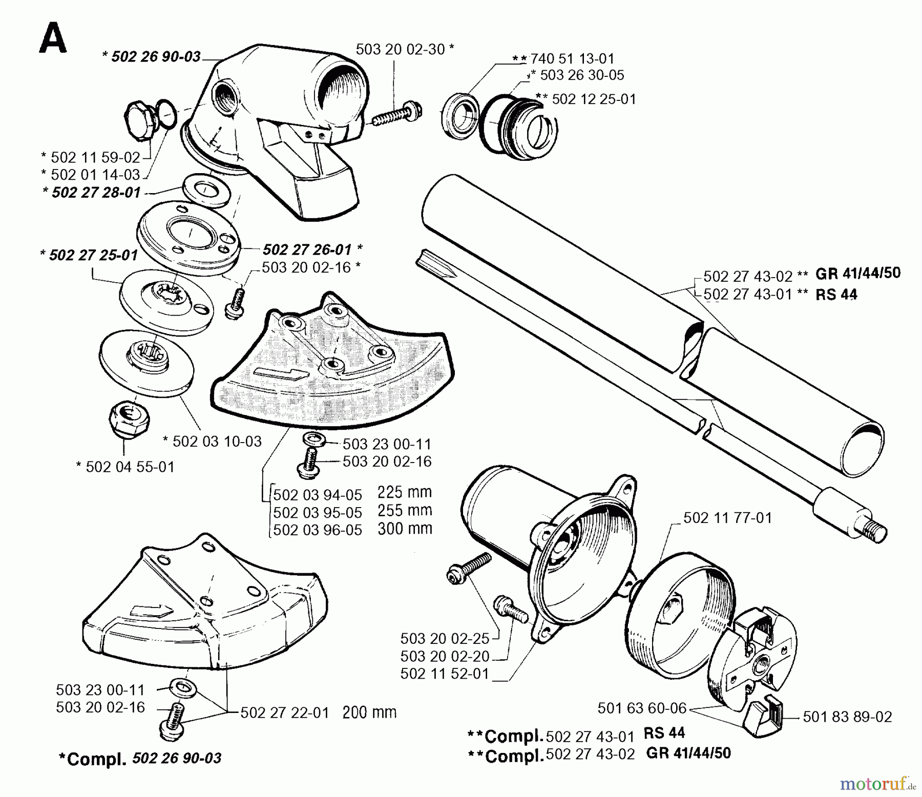  Jonsered Motorsensen, Trimmer RS44 - Jonsered String/Brush Trimmer (1994-03) BEVEL GEAR SHAFT