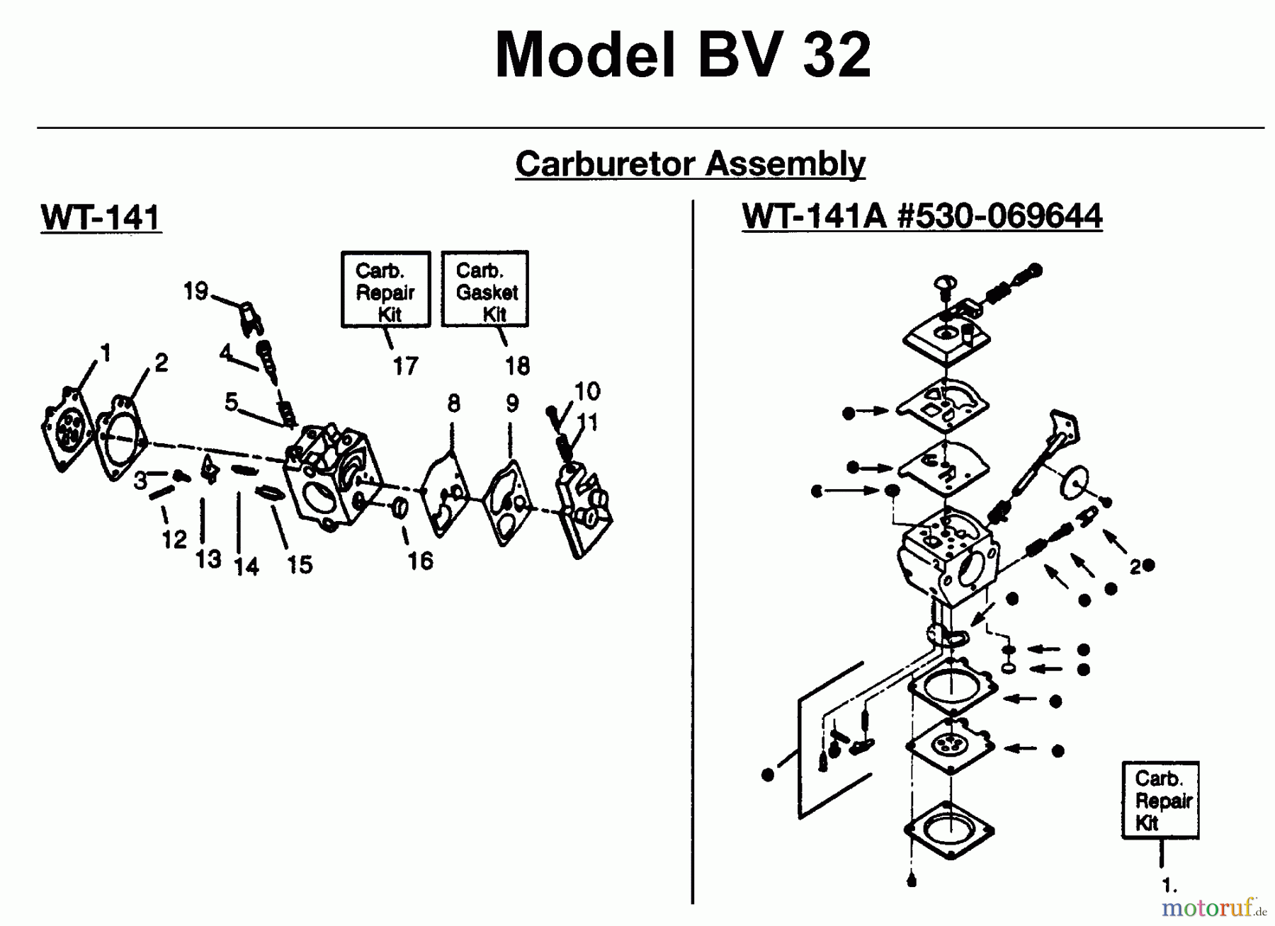  Jonsered Sonstiges BV32 - Jonsered Blower/Vacuum (1997-05) CARBURETOR DETAILS #1