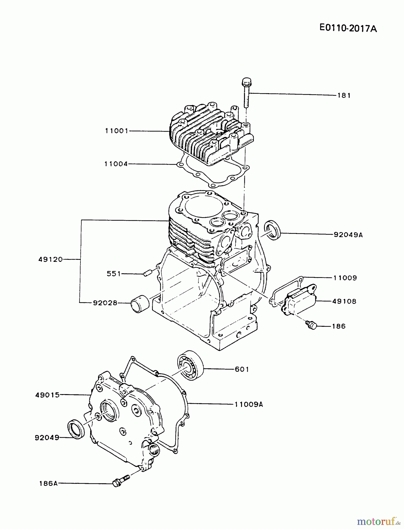  Kawasaki Motoren Motoren, Horizontal FA210D-AS22 - Kawasaki FA210D 4-Stroke Engine CYLINDER/CRANKCASE