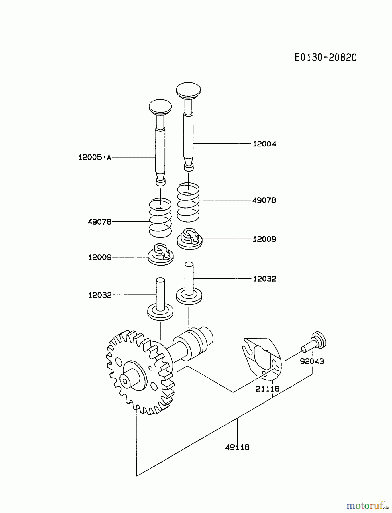  Kawasaki Motoren Motoren, Horizontal FA076D-BS09 - Kawasaki FA076D 4-Stroke Engine VALVE/CAMSHAFT
