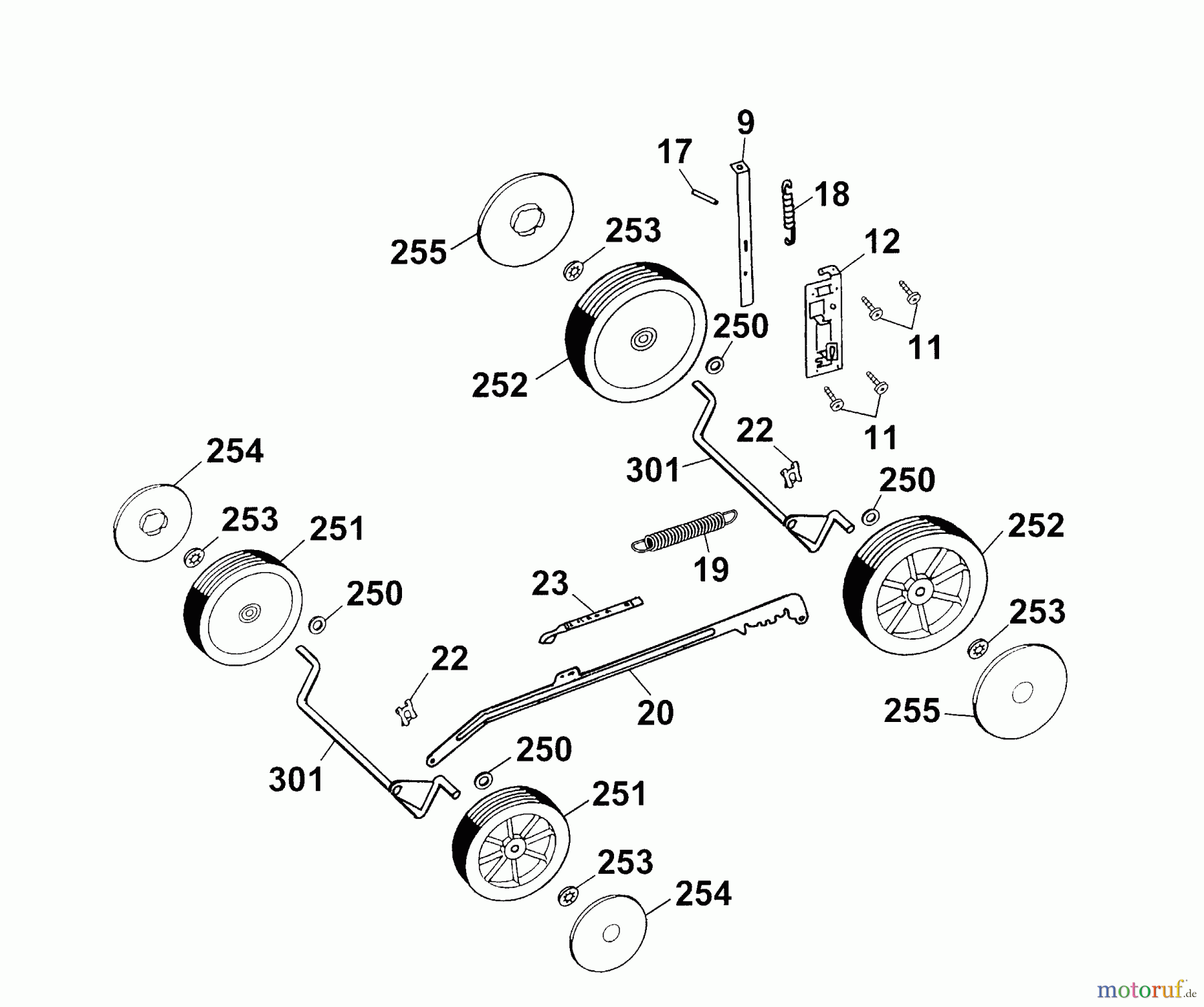  Wolf-Garten Tondeuse électrique Power Edition 40 E 4028005 Série B, C  (2003) Réglage hauteur, Roues