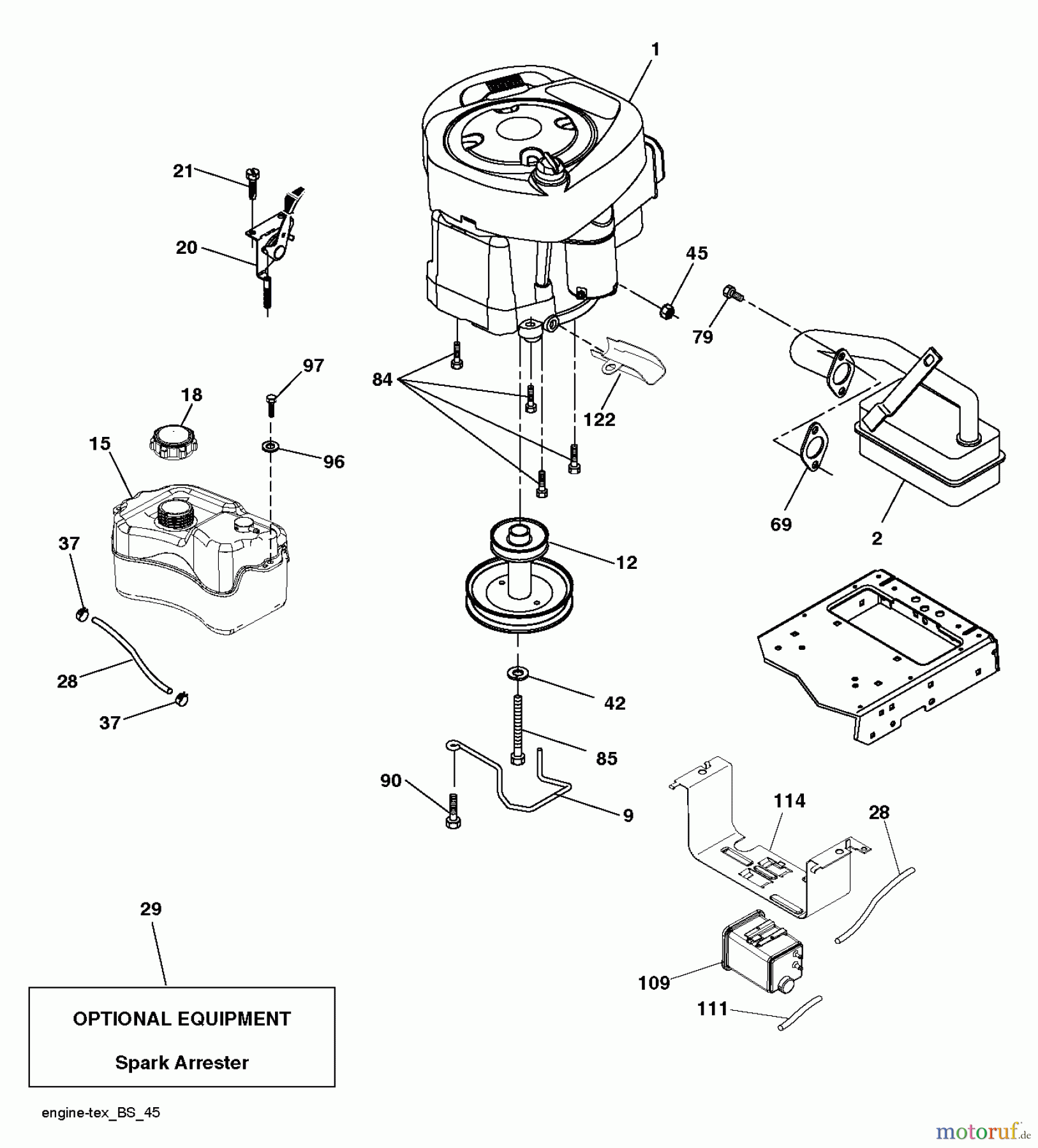  Poulan / Weed Eater Rasen und Gartentraktoren PB195H42LT (96042013601) - Poulan Pro Lawn Tractor (2011-07) ENGINE