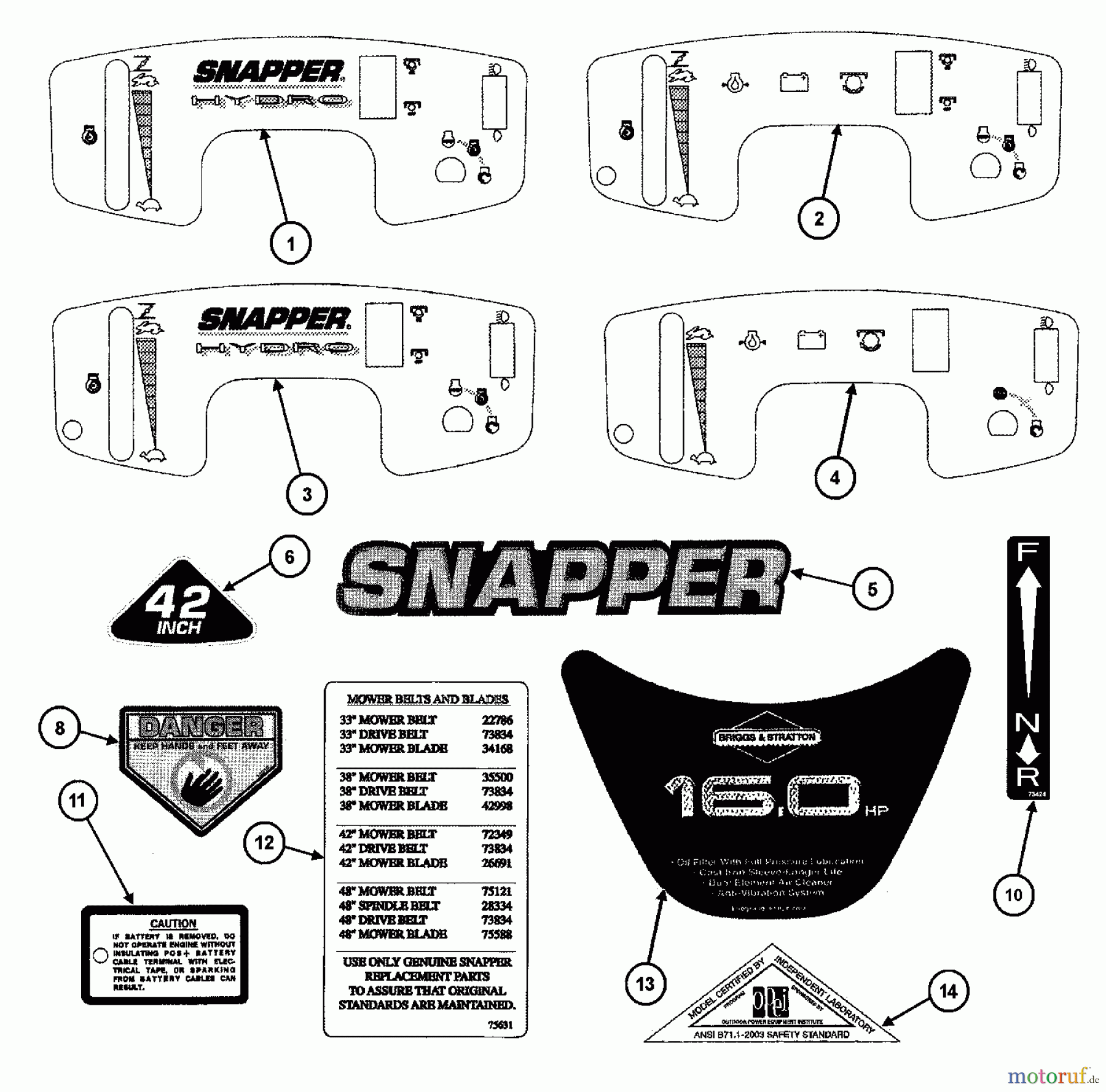  Snapper Rasen- und Gartentraktoren WLT180H48HBV2 (84729) - Snapper 48