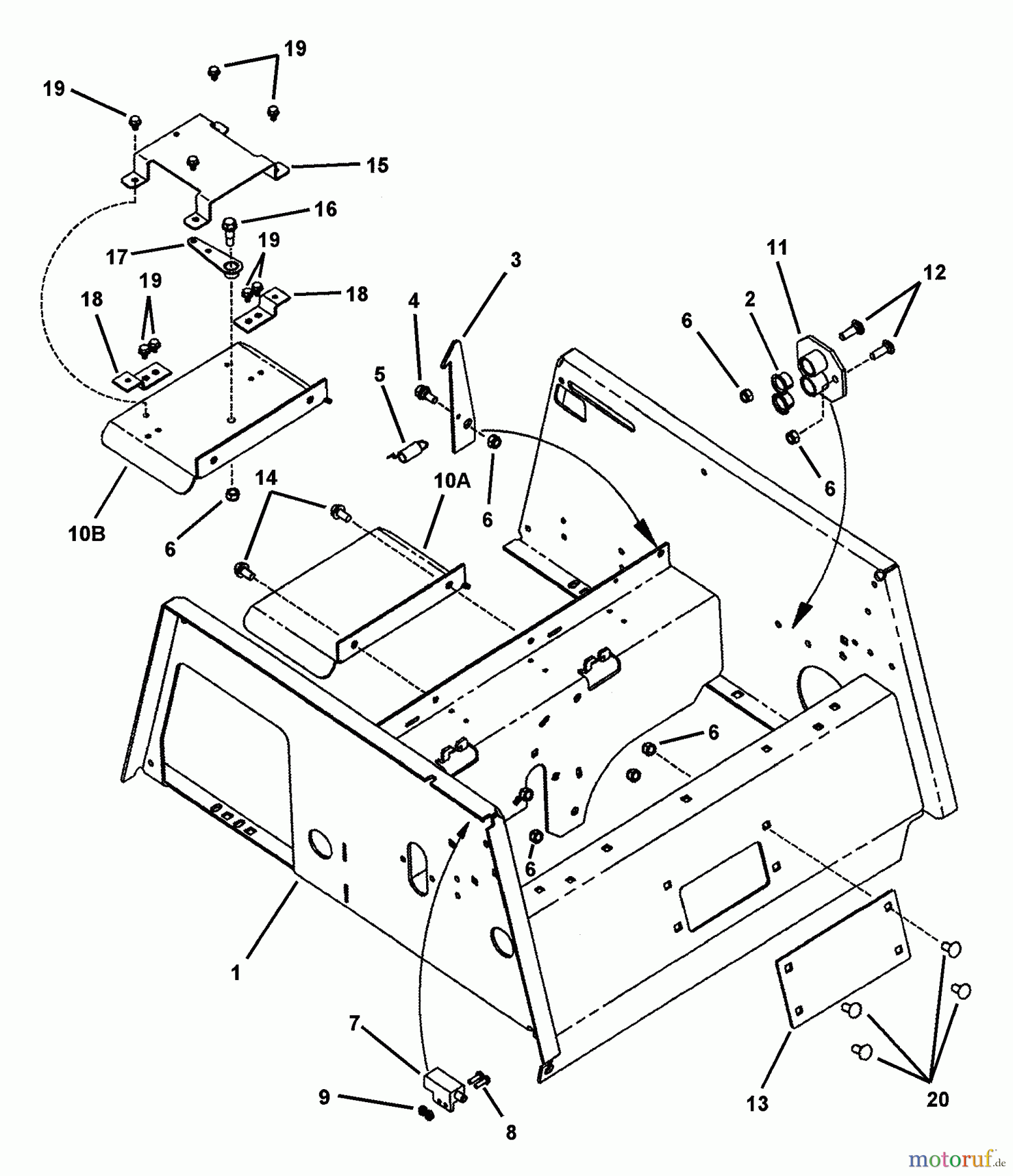 Snapper Nullwendekreismäher, Zero-Turn ZF2301GKU (84576) - Snapper 23 HP Zero-Turn Mower, Kubota, Out Front, Z-Rider Series 1 Upper Chassis And Seat Latch Assembly