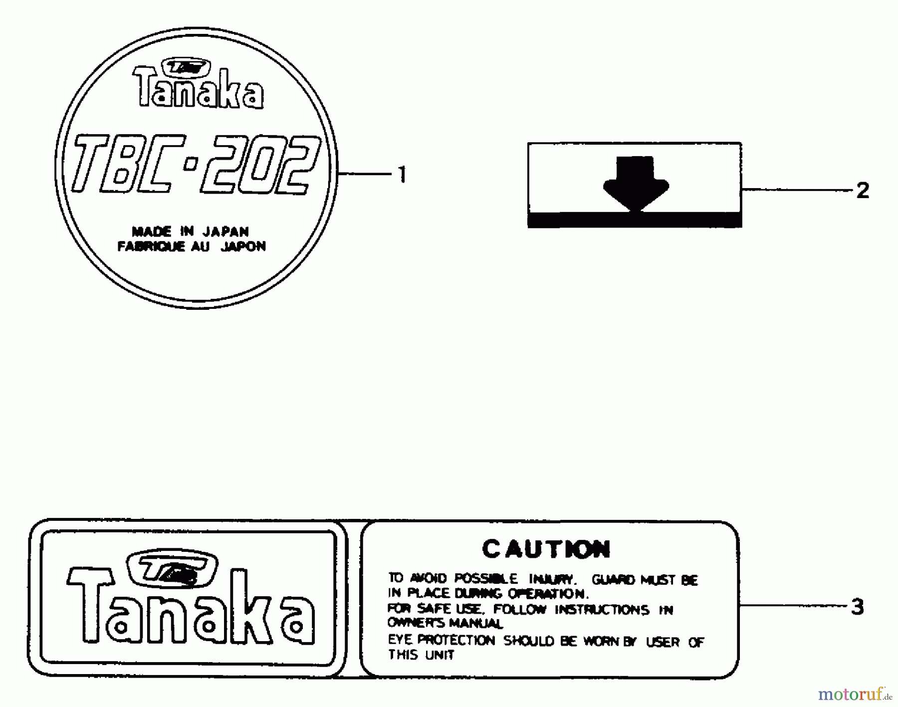 Tanaka Trimmer, Motorsensen TBC-202 - Tanaka Trimmer / Brush Cutter Marks