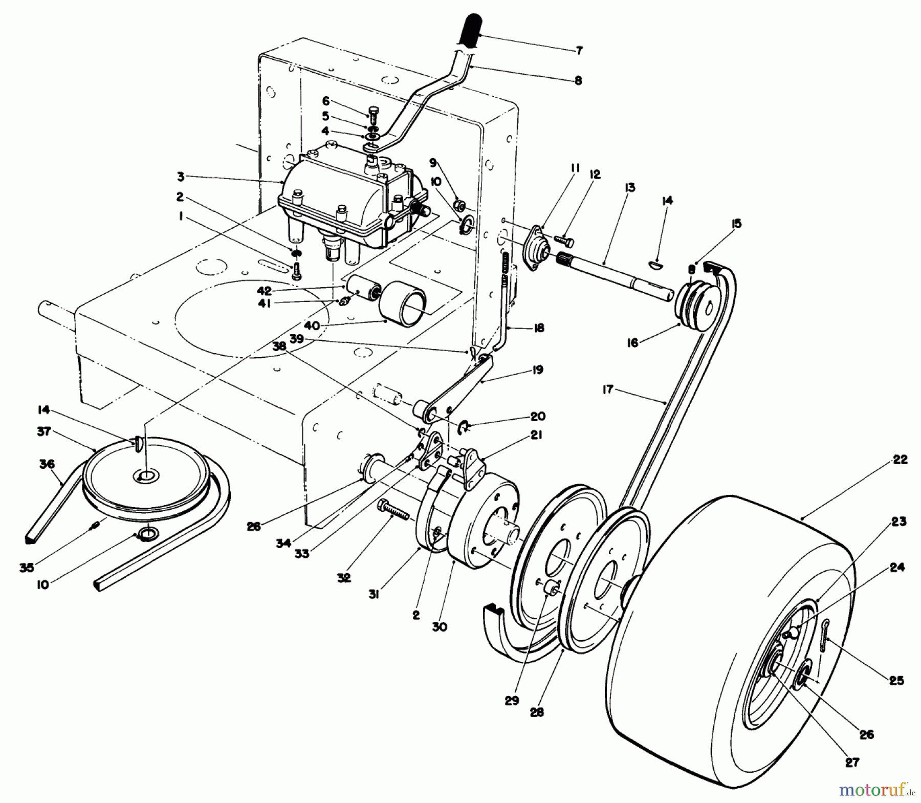  Toro Neu Mowers, Drive Unit Only 30112 - Toro Mid-Size Proline Gear Traction Unit, 12.5 hp, 1986 (6000001-6999999) AXLE ASSEMBLY