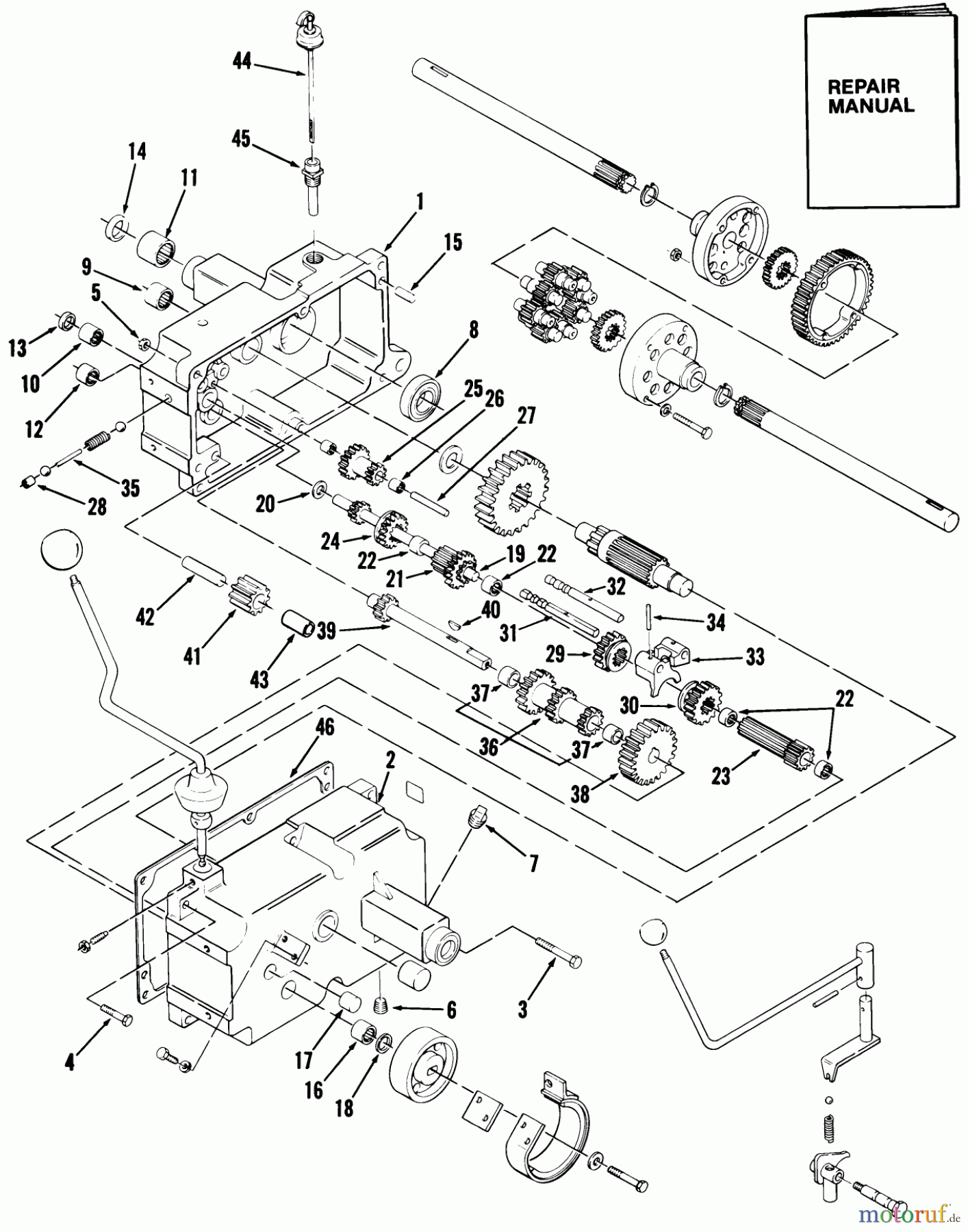  Toro Neu Mowers, Lawn & Garden Tractor Seite 1 01-10K803 (C-105) - Toro C-105 8-Speed Tractor, 1982 MECHANICAL TRANSMISSION-8 SPEED