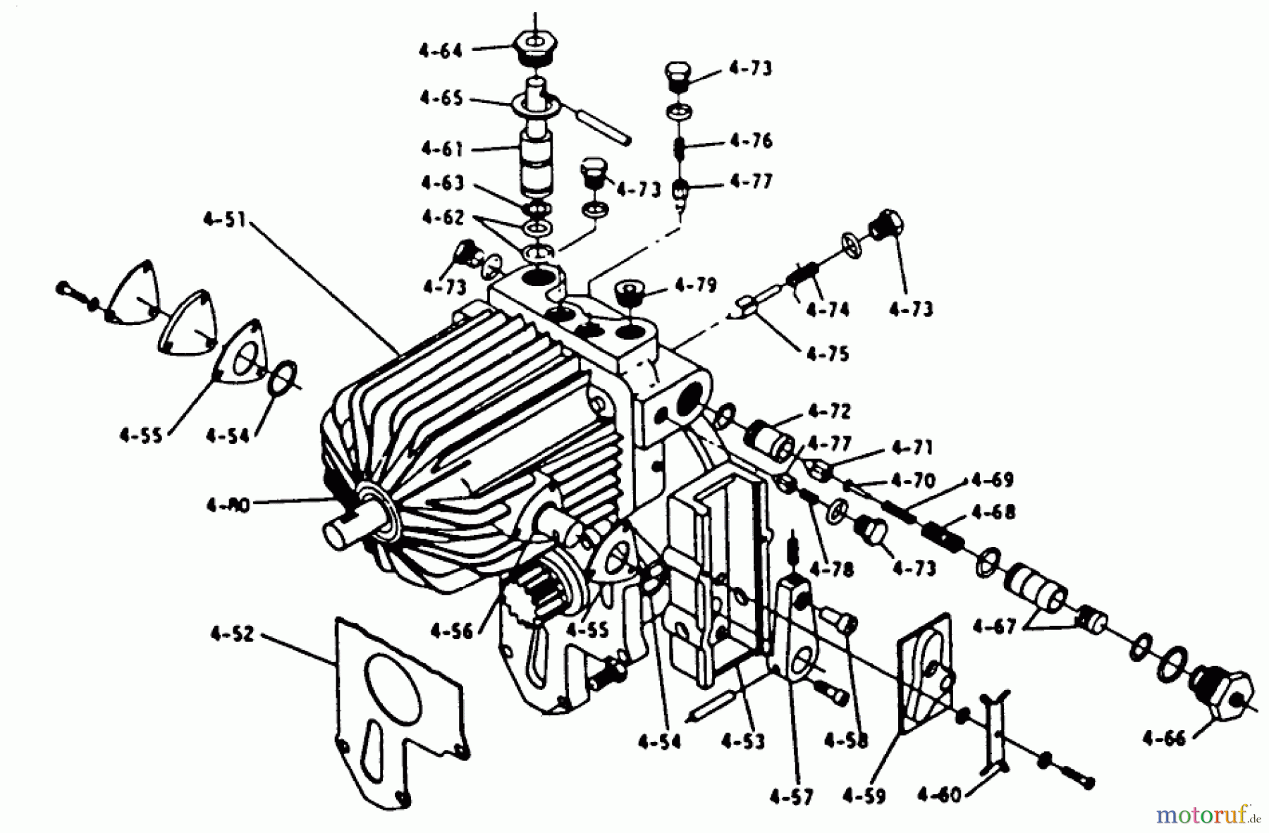  Toro Neu Mowers, Lawn & Garden Tractor Seite 1 1-0440 - Toro 16 hp Automatic Tractor, 1973 PARTS LIST FOR 4.050 HYDROGEAR (PLATE 4.4)