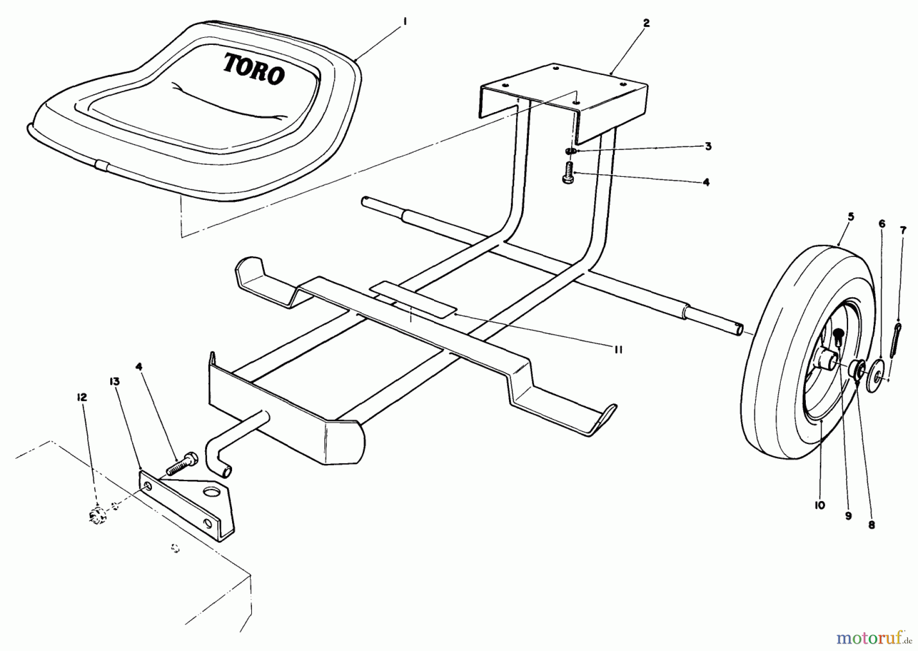  Toro Neu Accessories, Mower 30122 - Toro Sulky (standard), 1986 (6000001-6999999) SULKY ASSEMBLY (OPTIONAL)