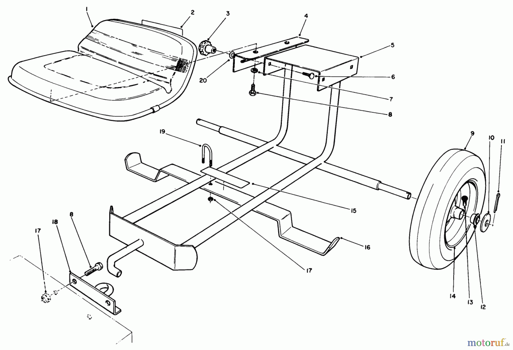  Toro Neu Accessories, Mower 30122 - Toro Sulky (standard), 1990 (0000001-0999999) SULKY KIT MODEL NO. 30122