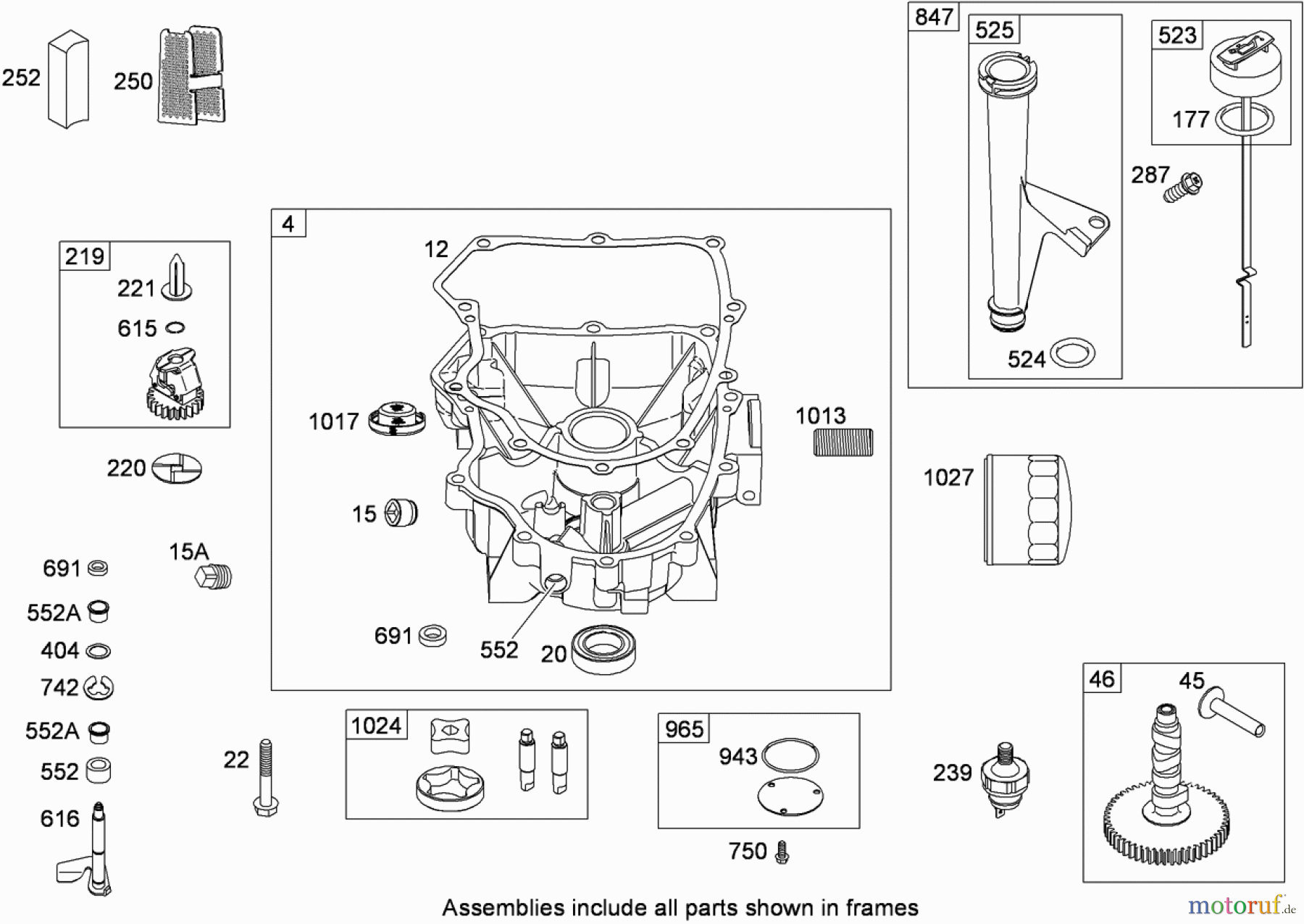  Toro Neu Mowers, Lawn & Garden Tractor Seite 1 13AT61RH544 (LX466) - Toro LX466 Lawn Tractor, 2008 (SN 1-) CRANKCASE, COVER AND ENGINE SUMP ASSEMBLY BRIGGS AND STRATTON 407777-0550-B1