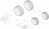 Toro 13AX60RG848 (LX423) - LX423 Lawn Tractor, 2009 (1-1) Pièces détachées FRONT AND REAR WHEEL ASSEMBLY