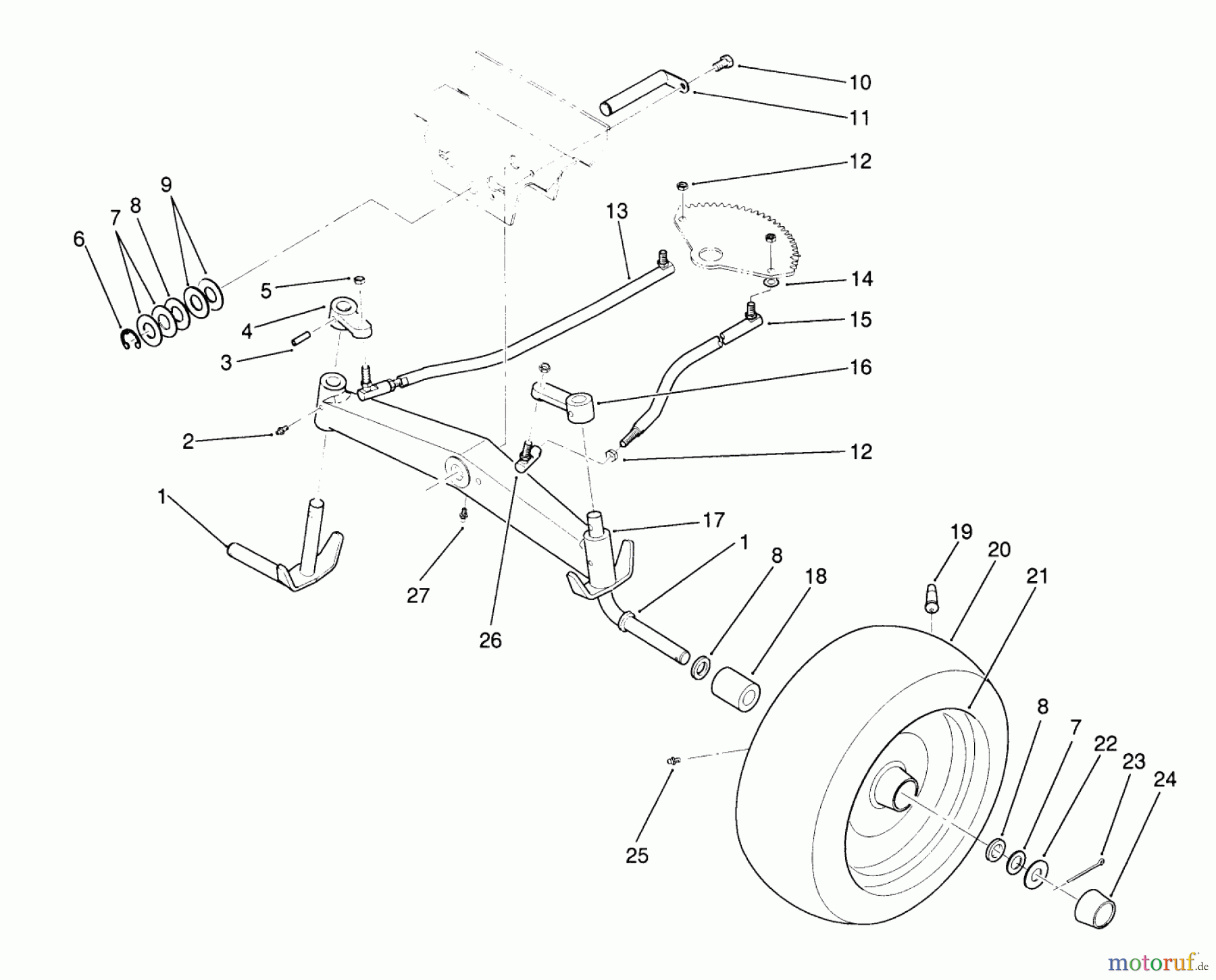  Toro Neu Mowers, Lawn & Garden Tractor Seite 1 22-14OE01 (244-H) - Toro 244-H Yard Tractor, 1991 (1000001-1999999) FRONT AXLE ASSEMBLY