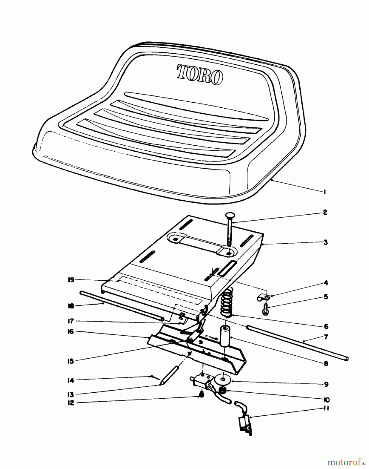  Toro Neu Accessories, Mower 59111 - Toro Easy Empty Grass Catcher, 1988 (8000001-8999999) SEAT ASSEMBLY