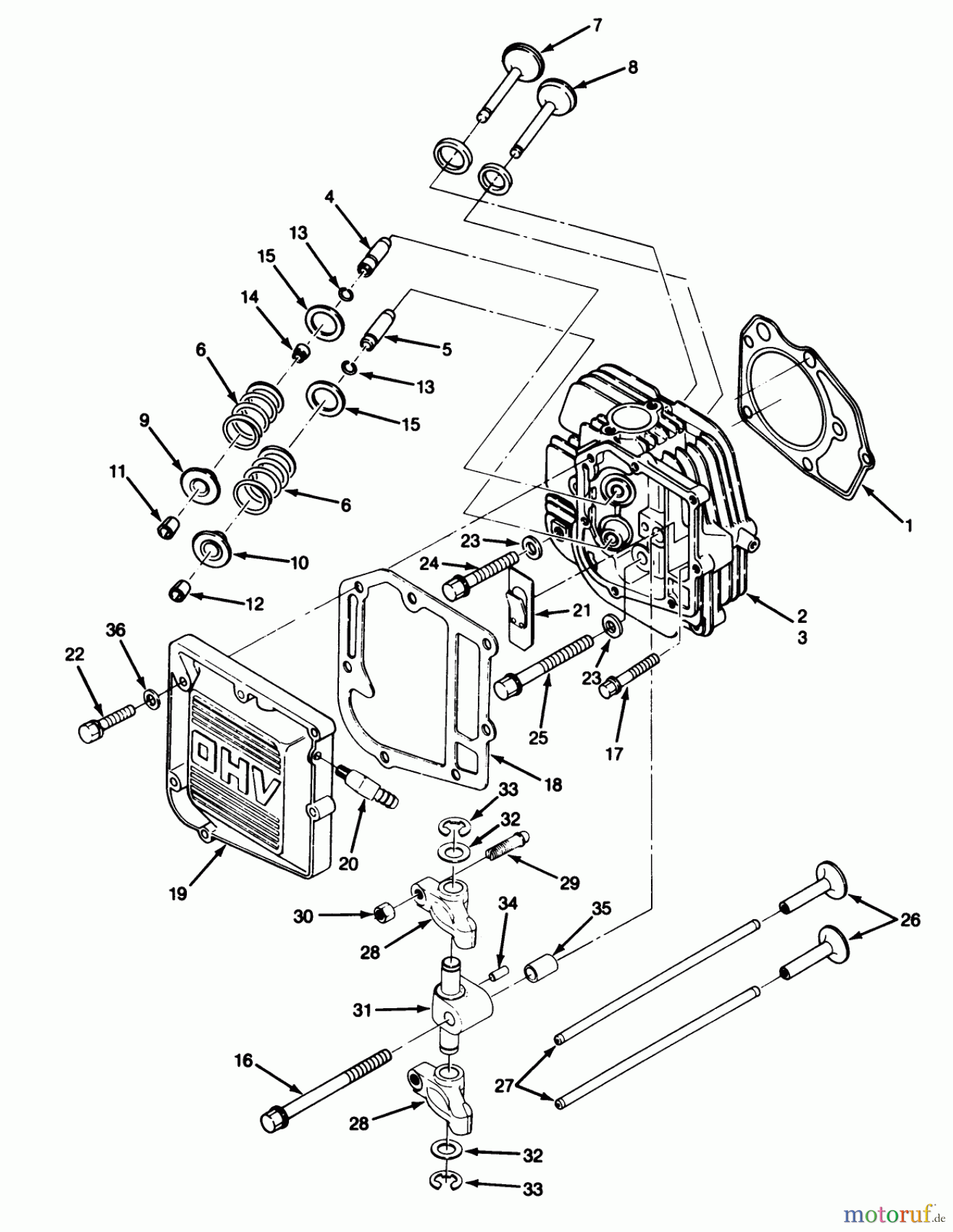  Toro Neu Mowers, Lawn & Garden Tractor Seite 1 32-12O501 (212-5) - Toro 212-5 Tractor, 1990 CYLINDER HEAD AND VALVES