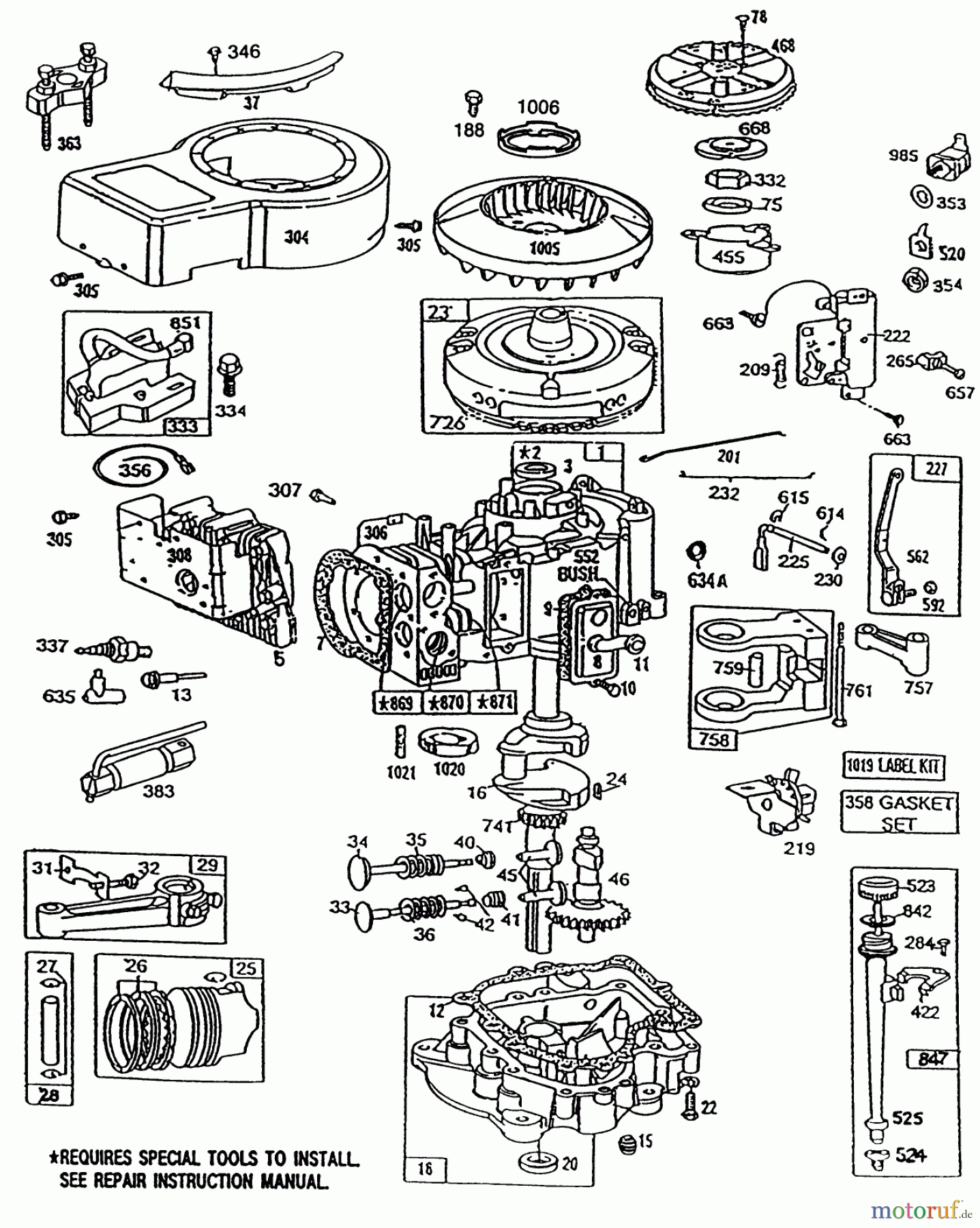  Toro Neu Mowers, Lawn & Garden Tractor Seite 1 32-120EA1 (212-H)- Toro 212-H Tractor, 1991 (1000001-1999999) ENGINE BRIGGS AND STRATTON MODEL 281707-0226-01 #1