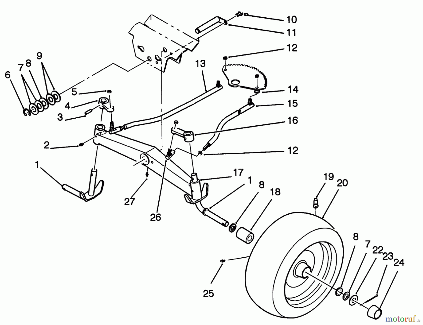  Toro Neu Mowers, Lawn & Garden Tractor Seite 1 42-16BE01 (246-H) - Toro 246-H Yard Tractor, 1992 (2000001-2999999) FRONT AXLE ASSEMBLY