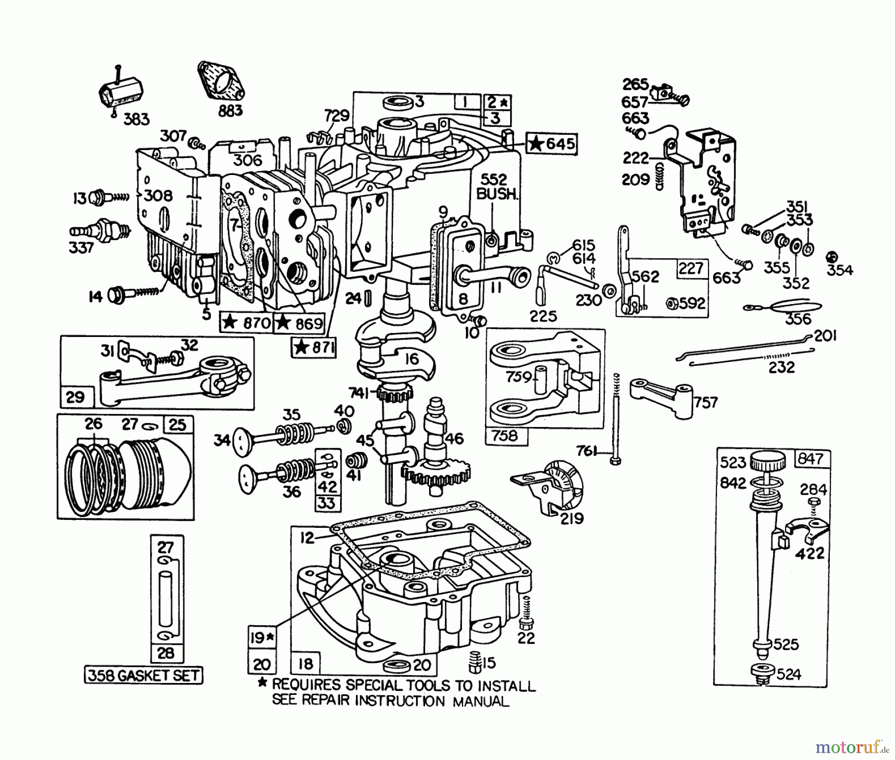  Toro Neu Mowers, Lawn & Garden Tractor Seite 1 57300 (8-32) - Toro 8-32 Front Engine Rider, 1982 (2000001-2999999) ENGINE BRIGGS & STRATTON MODEL 191707-5676-01 (MODEL 57300)