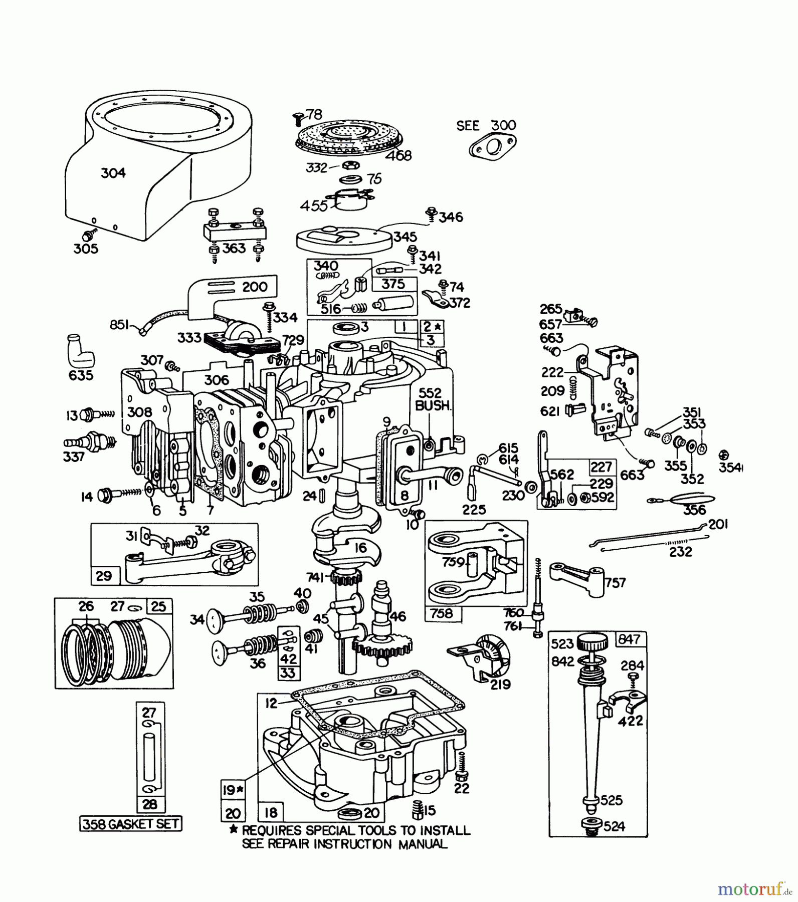  Toro Neu Mowers, Lawn & Garden Tractor Seite 1 57360 (11-32) - Toro 11-32 Lawn Tractor, 1978 (8000001-8999999) ENGINE BRIGGS & STRATTON MODEL 191707-5633-01 (MODEL 57300)
