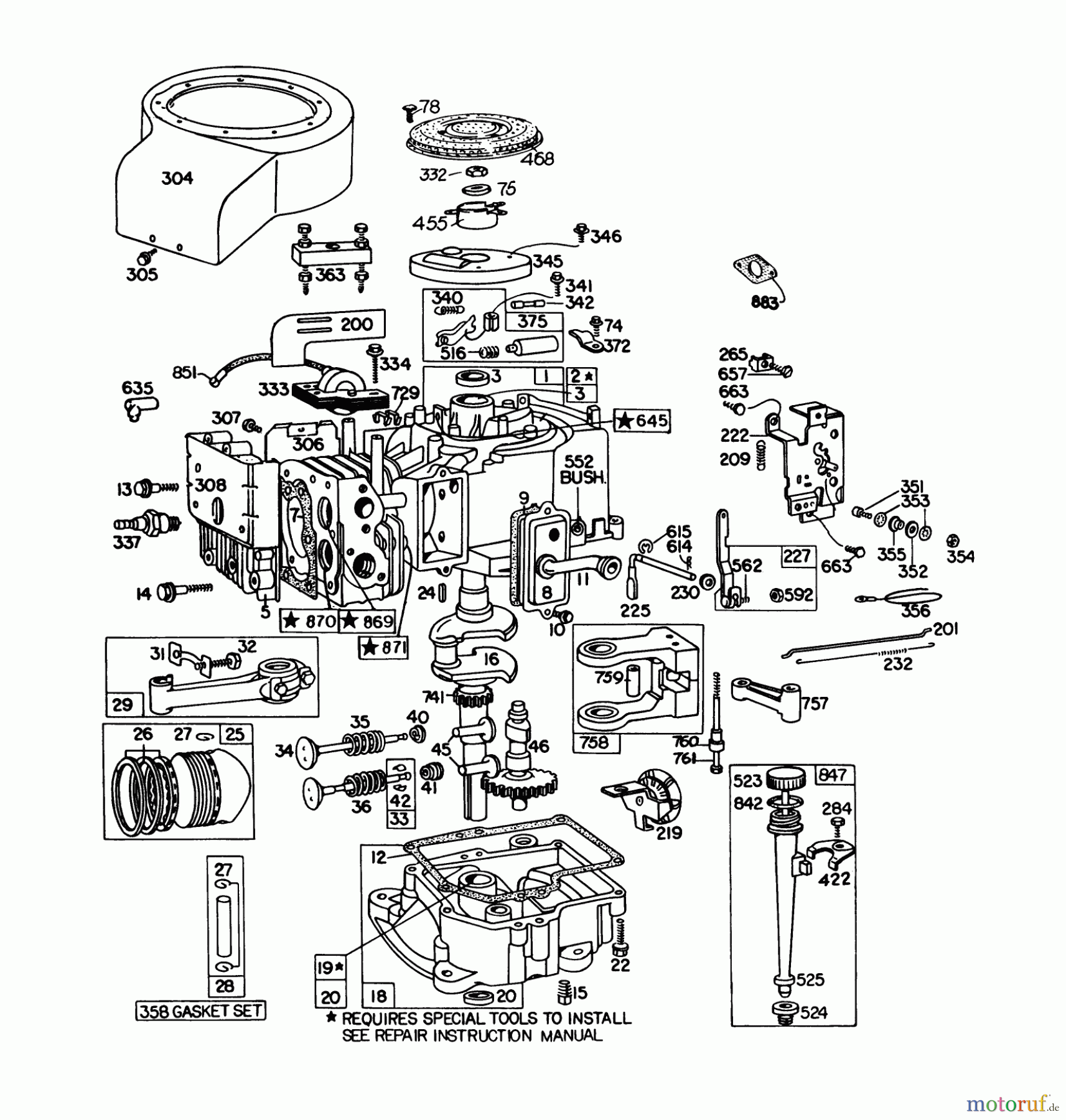  Toro Neu Mowers, Lawn & Garden Tractor Seite 1 57360 (11-32) - Toro 11-32 Lawn Tractor, 1979 (9000001-9999999) ENGINE BRIGGS & STRATTON MODEL 191707-5641-01 (MODEL 57300)