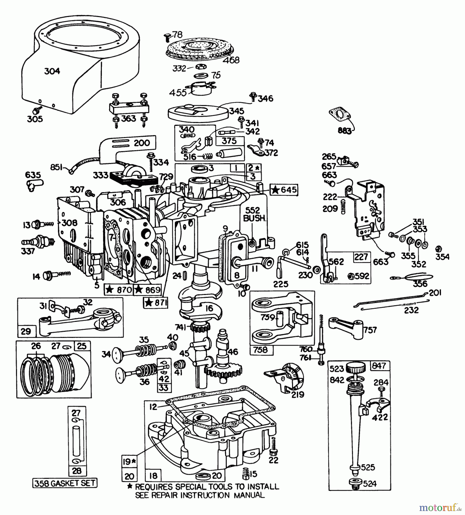  Toro Neu Mowers, Lawn & Garden Tractor Seite 1 57300 (8-32) - Toro 8-32 Front Engine Rider, 1981 (1000001-1999999) ENGINE BRIGGS & STRATTON MODEL 191707-5641-01 (MODEL 57300)