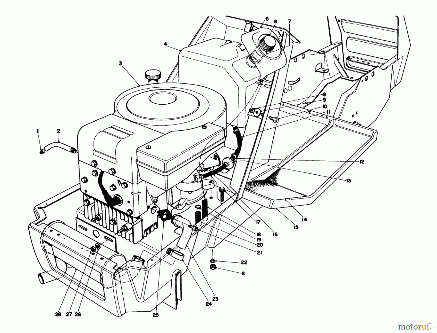  Toro Neu Mowers, Lawn & Garden Tractor Seite 1 57360 (11-32) - Toro 11-32 Lawn Tractor, 1985 (5000001-5999999) ENGINE ASSEMBLY MODEL 57300