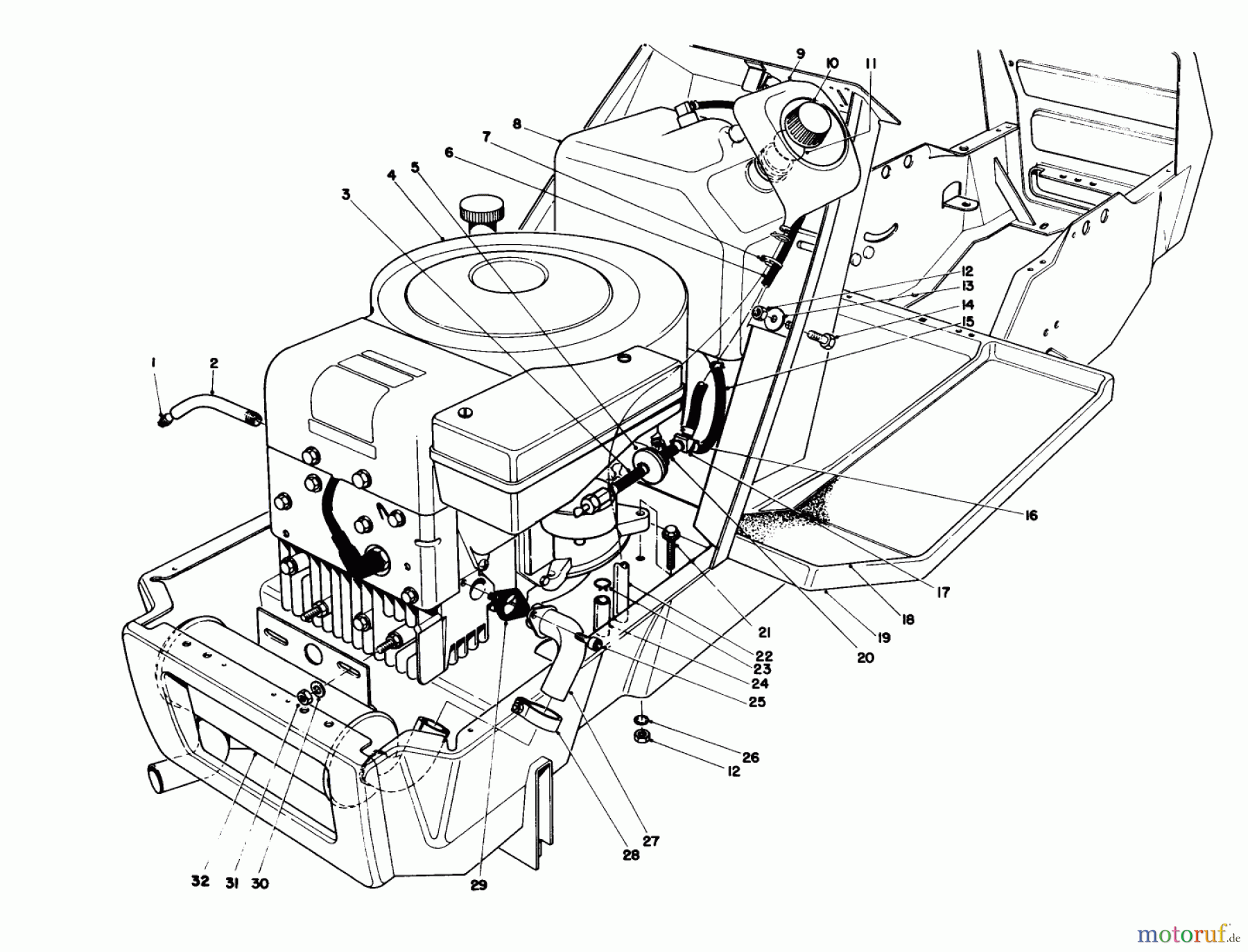  Toro Neu Mowers, Lawn & Garden Tractor Seite 1 57360 (11-32) - Toro 11-32 Lawn Tractor, 1986 (6000001-6999999) ENGINE ASSEMBLY