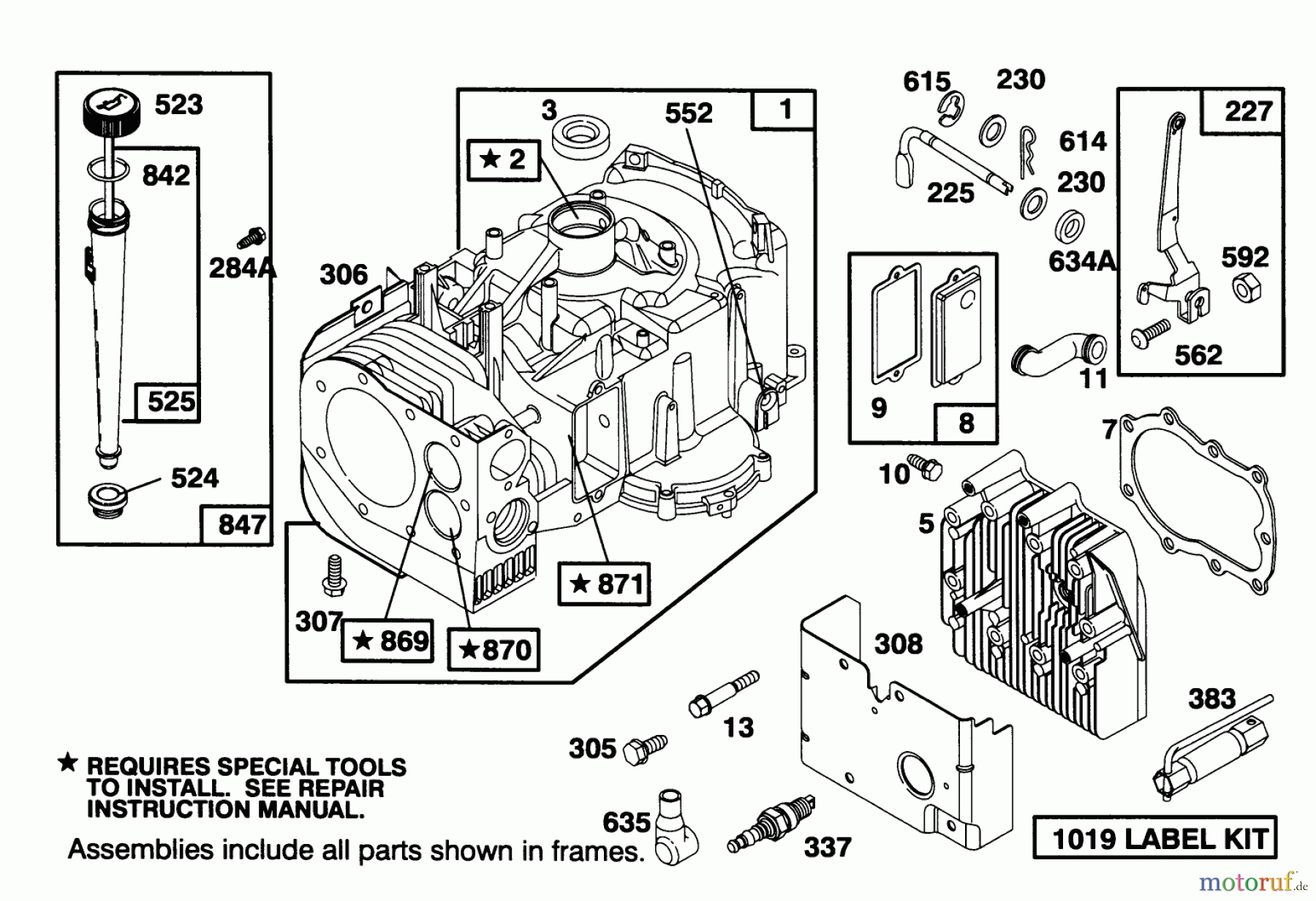  Toro Neu Mowers, Lawn & Garden Tractor Seite 1 71184 (12-38XL) - Toro 12-38XL Lawn Tractor, 1994 (4900001-4999999) ENGINE BRIGGS & STRATTON MODEL 286707-0453-01 #1
