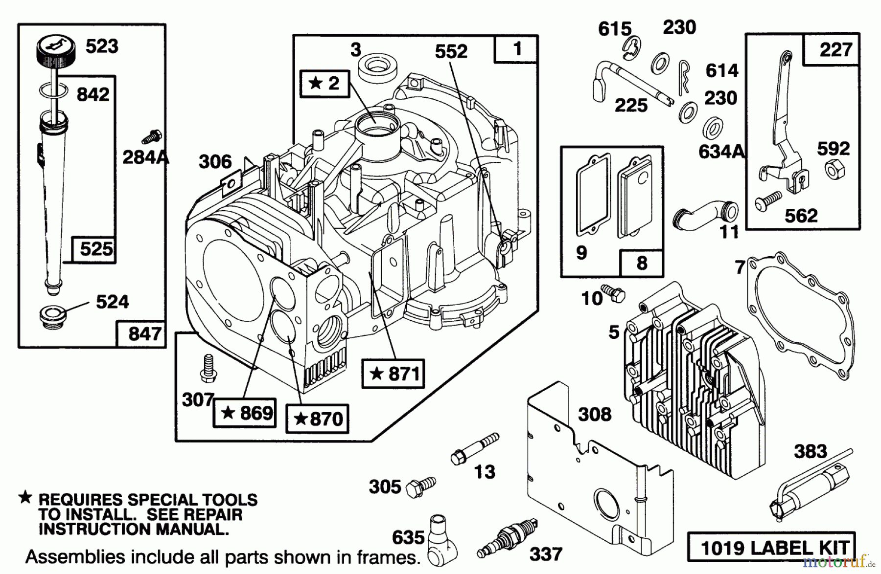  Toro Neu Mowers, Lawn & Garden Tractor Seite 1 71184 (12-38XL) - Toro 12-38XL Lawn Tractor, 1995 (5900001-5910000) ENGINE BRIGGS & STRATTON MODEL 286707-0453-01 #1