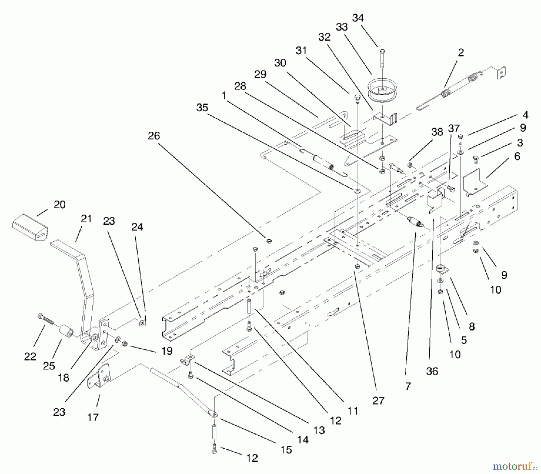  Toro Neu Mowers, Lawn & Garden Tractor Seite 1 71209 (13-32XLE) - Toro 13-32XLE Lawn Tractor, 2000 (200000001-200999999) TRACTION CLUTCHING COMPONENTS ASSEMBLY