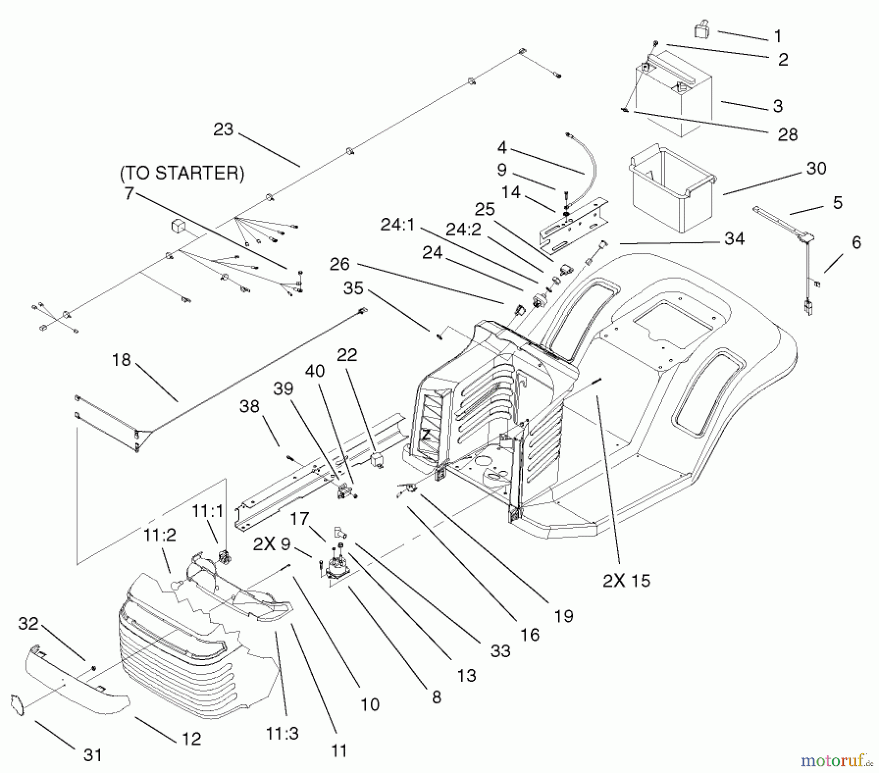  Toro Neu Mowers, Lawn & Garden Tractor Seite 1 71223 (16-38XL) - Toro 16-38XL Lawn Tractor, 2001 (210000001-210999999) ELECTRICAL ASSEMBLY