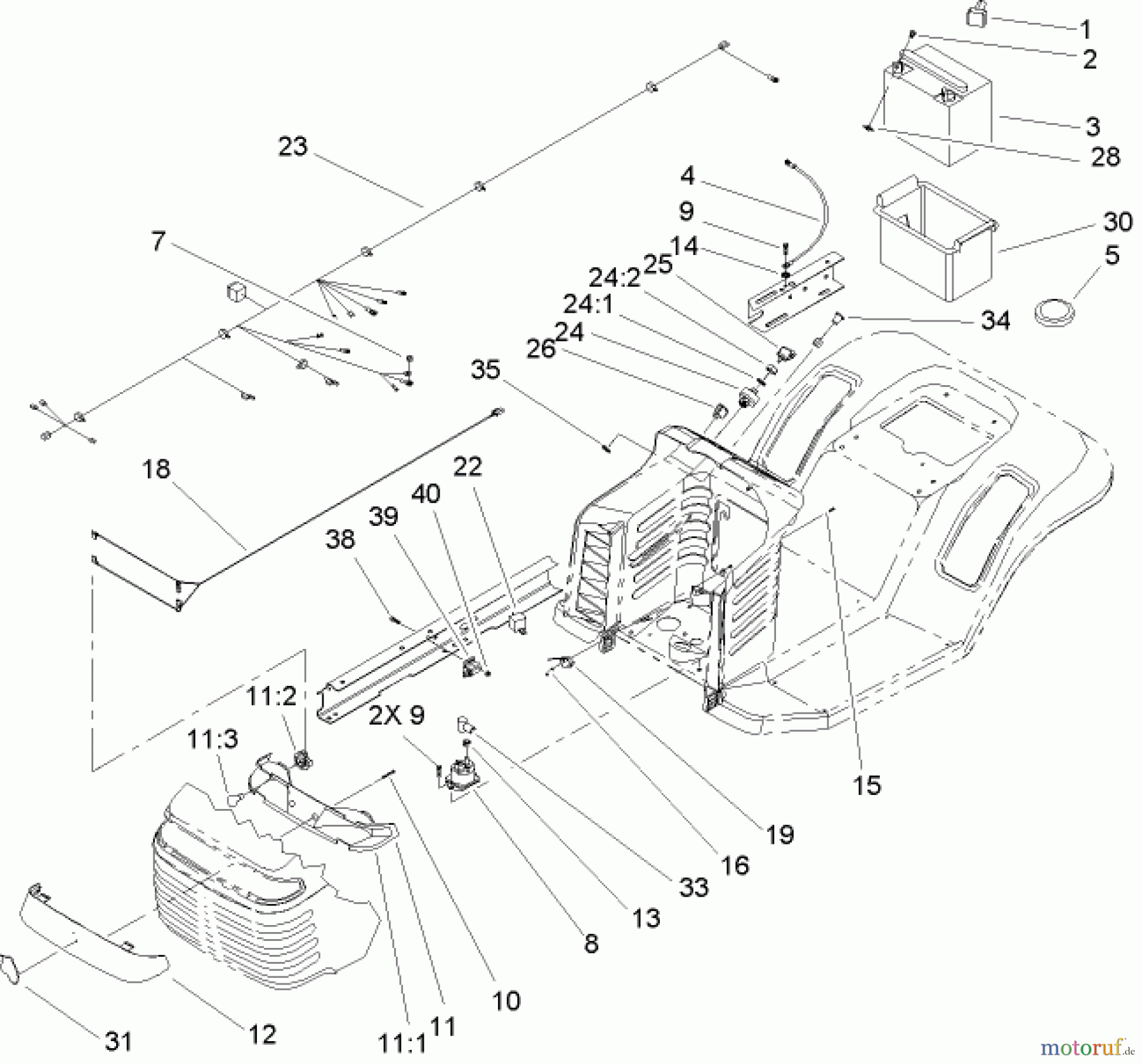  Toro Neu Mowers, Lawn & Garden Tractor Seite 1 71227 (16-38HXL) - Toro 16-38HXL Lawn Tractor, 2004 (240000001-240999999) ELECTRICAL COMPONENT ASSEMBLY