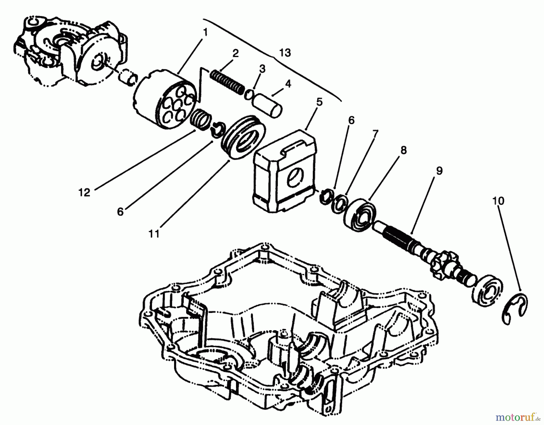  Toro Neu Mowers, Lawn & Garden Tractor Seite 1 72104 (267-H) - Toro 267-H Lawn and Garden Tractor, 1996 (6900001-6999999) MOTOR SHAFT