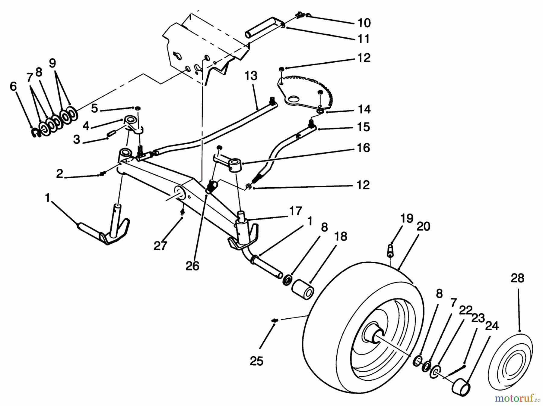  Toro Neu Mowers, Lawn & Garden Tractor Seite 1 72101 (246-H) - Toro 246-H Yard Tractor, 1993 (3900001-3999999) FRONT AXLE ASSEMBLY