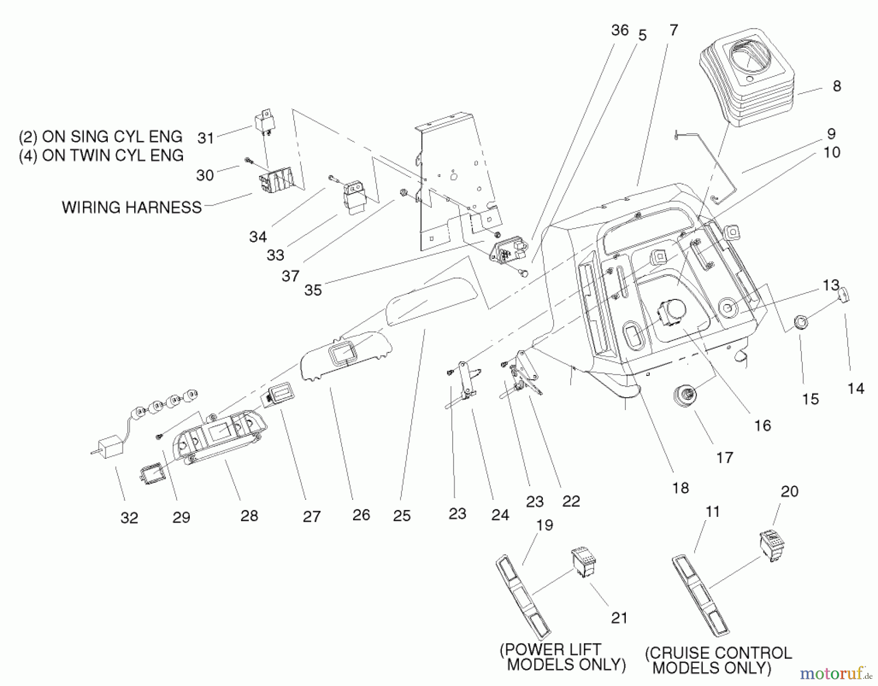  Toro Neu Mowers, Lawn & Garden Tractor Seite 1 72116 (270-HE) - Toro 270-HE Lawn and Garden Tractor, 2000 (200000001-200999999) DASH ASSEMBLY