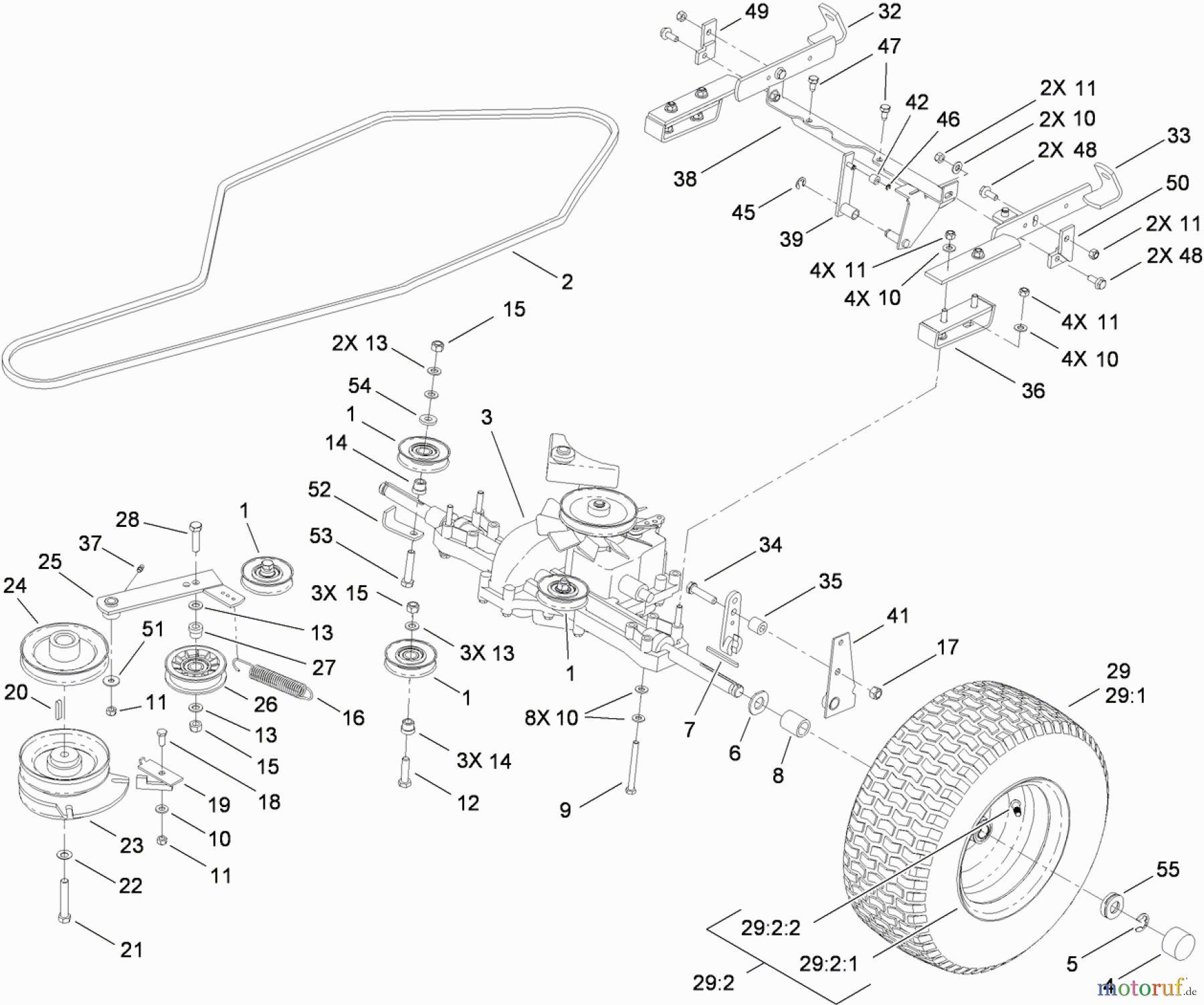  Toro Neu Mowers, Lawn & Garden Tractor Seite 1 74573 (DH 200) - Toro DH 200 Lawn Tractor, 2010 (310000001-310999999) TRANSMISSION DRIVE ASSEMBLY